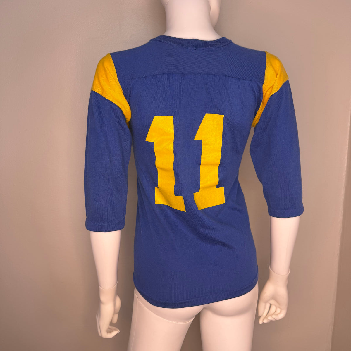 1970s Kids' Los Angeles Ram Jersey T-Shirt, Rawlings Size Youth Medium/Adult XS, Pat Haden No 11