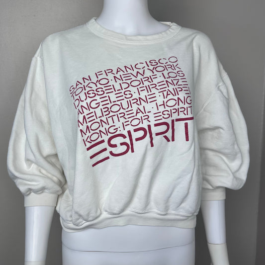 1980s Esprit Cropped Sweatshirt, Size Medium, 3/4 Sleeves