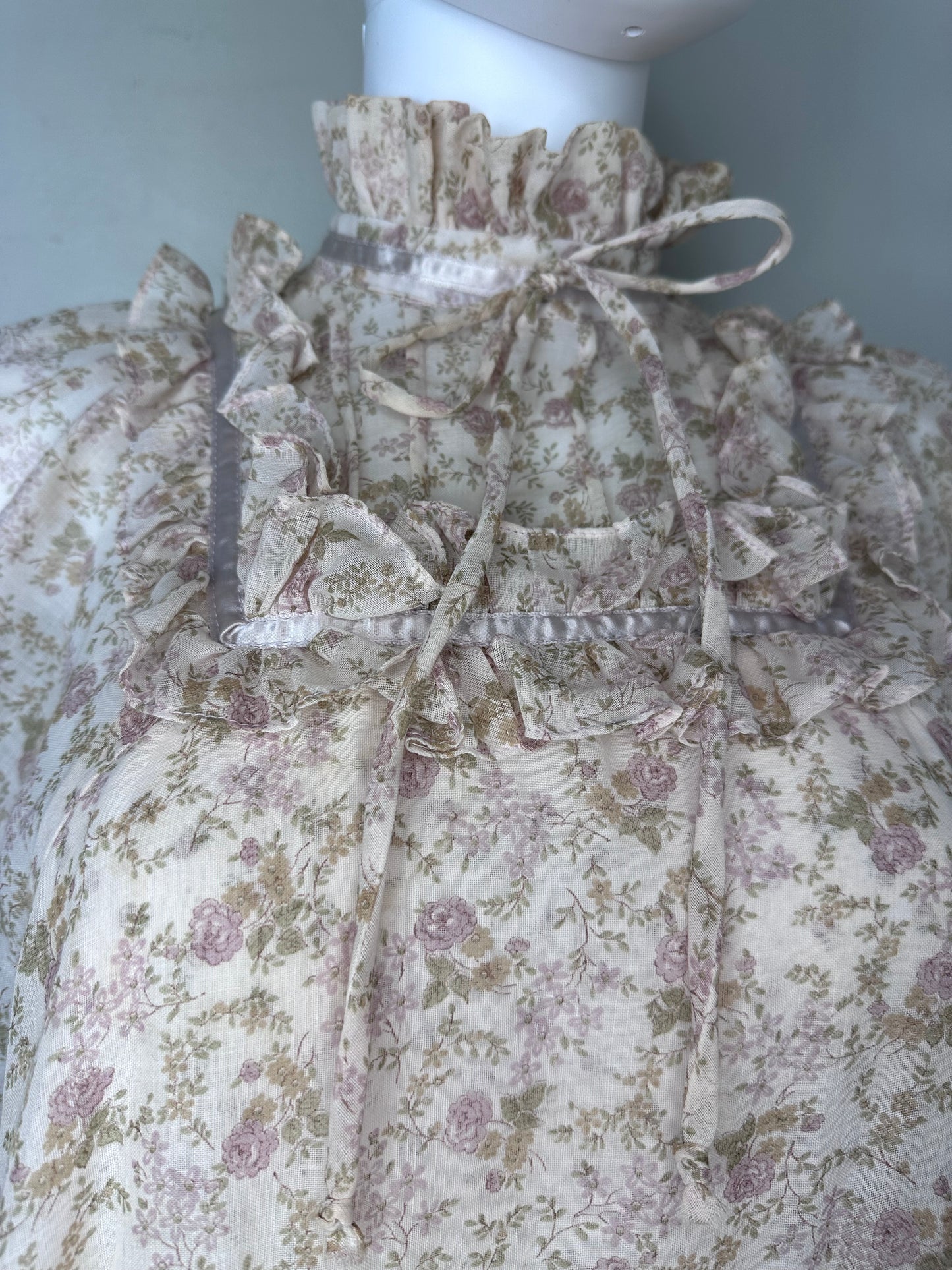1970s Gunne Sax Pastel Pink Floral Tent Dress, Size XS/S