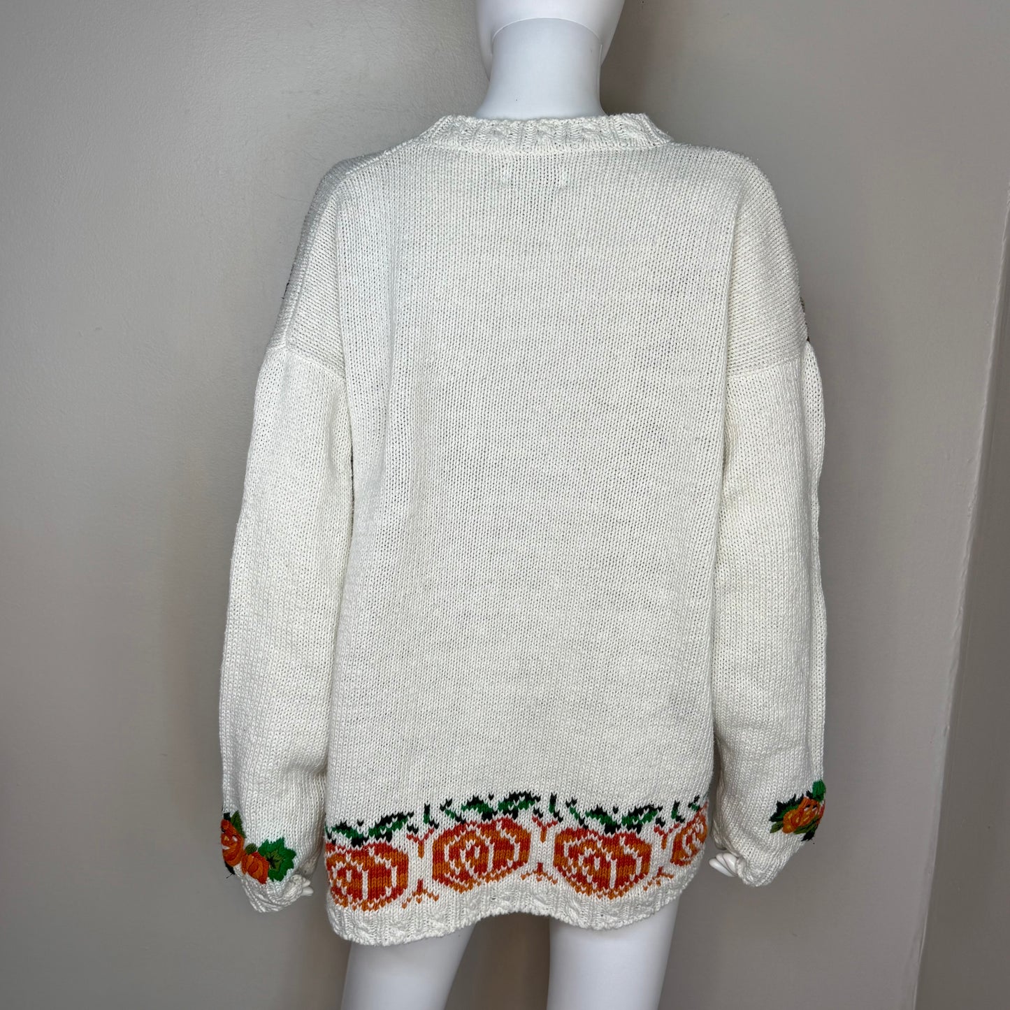 1990s Halloween Sweater, Crystal Kobe Ltd Size X-Large/XXL, Kobe Larger Sizes, Witch, Jack-O-Lantern