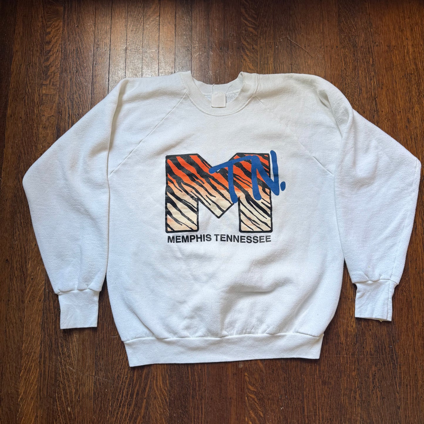 1980s/90s Memphis TN Sweatshirt, MTV Logo, Tiger Print, Size Medium