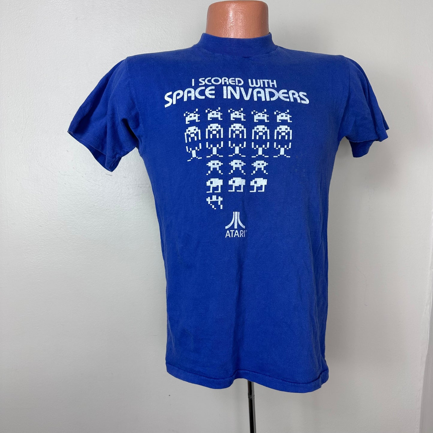 1980s I Scored with Space Invaders Atari T-Shirt, Collegiate Pacific Size S/M, Arcade Video Game