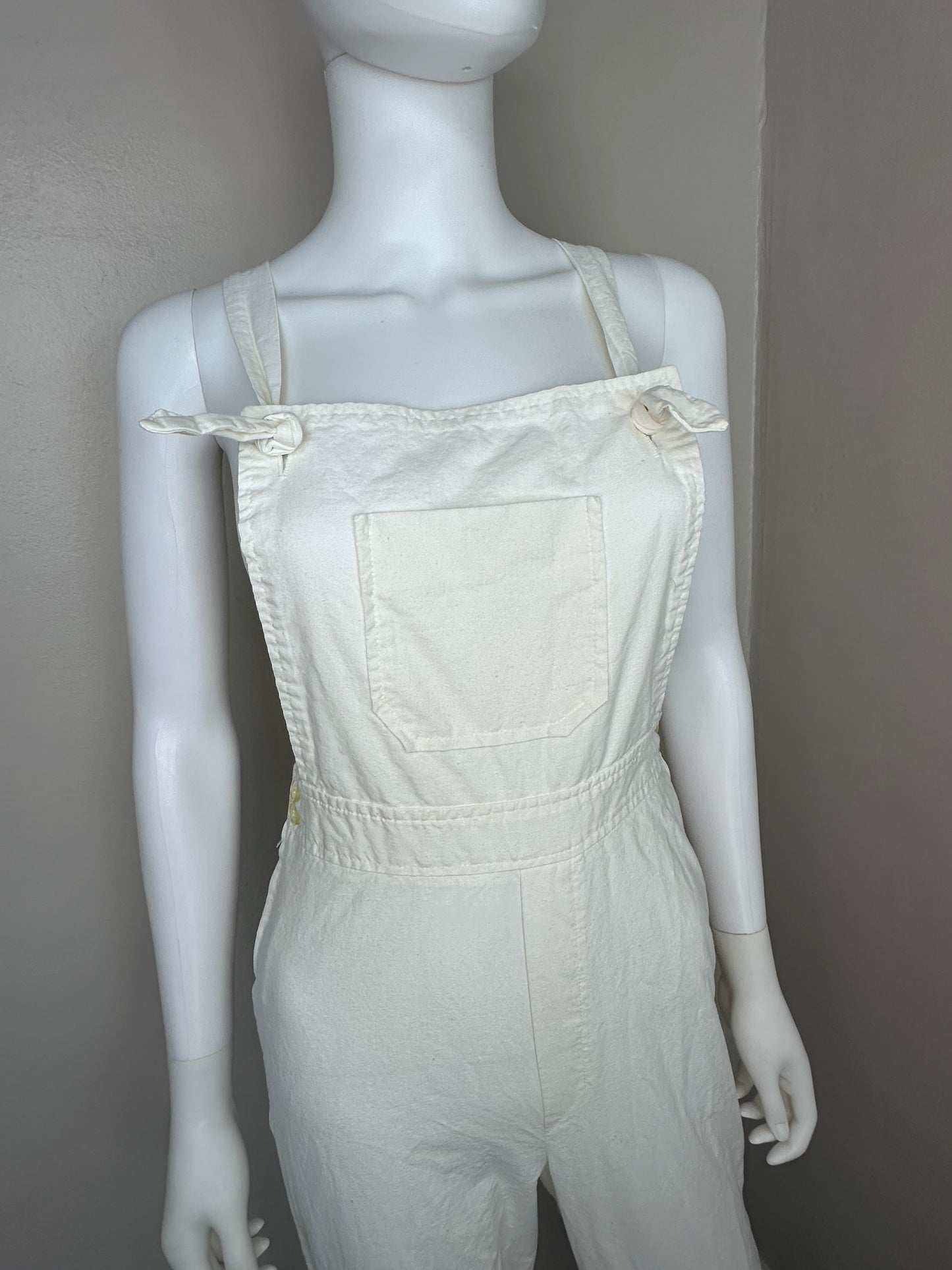 1970s Cream Low Back Overalls, Camille II Size XS