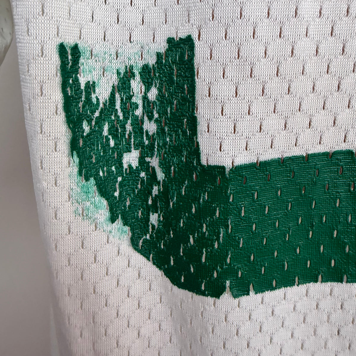 1970s White and Green Mesh Jersey, Southern Athletic Size Large, No. 33