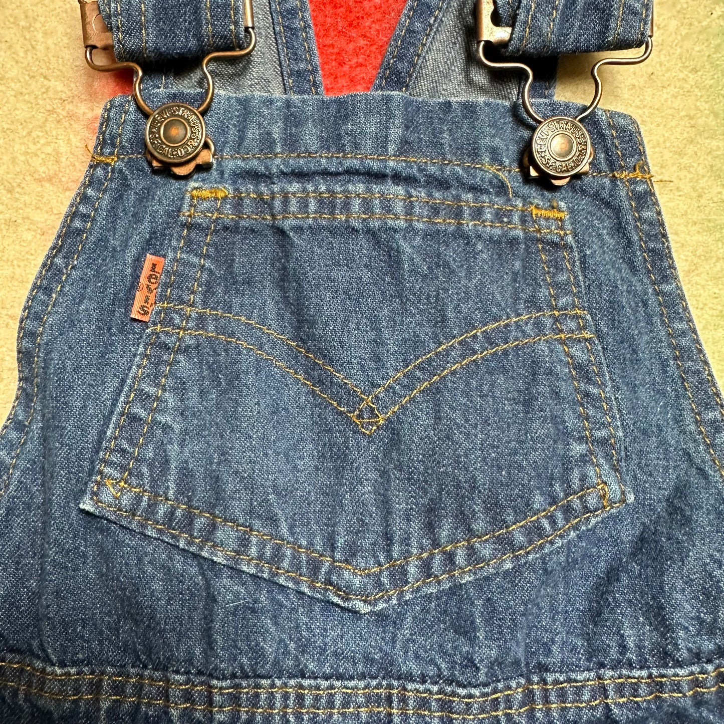 1980s Levi’s Denim Overalls, Kids Size 3T, Orange Tab