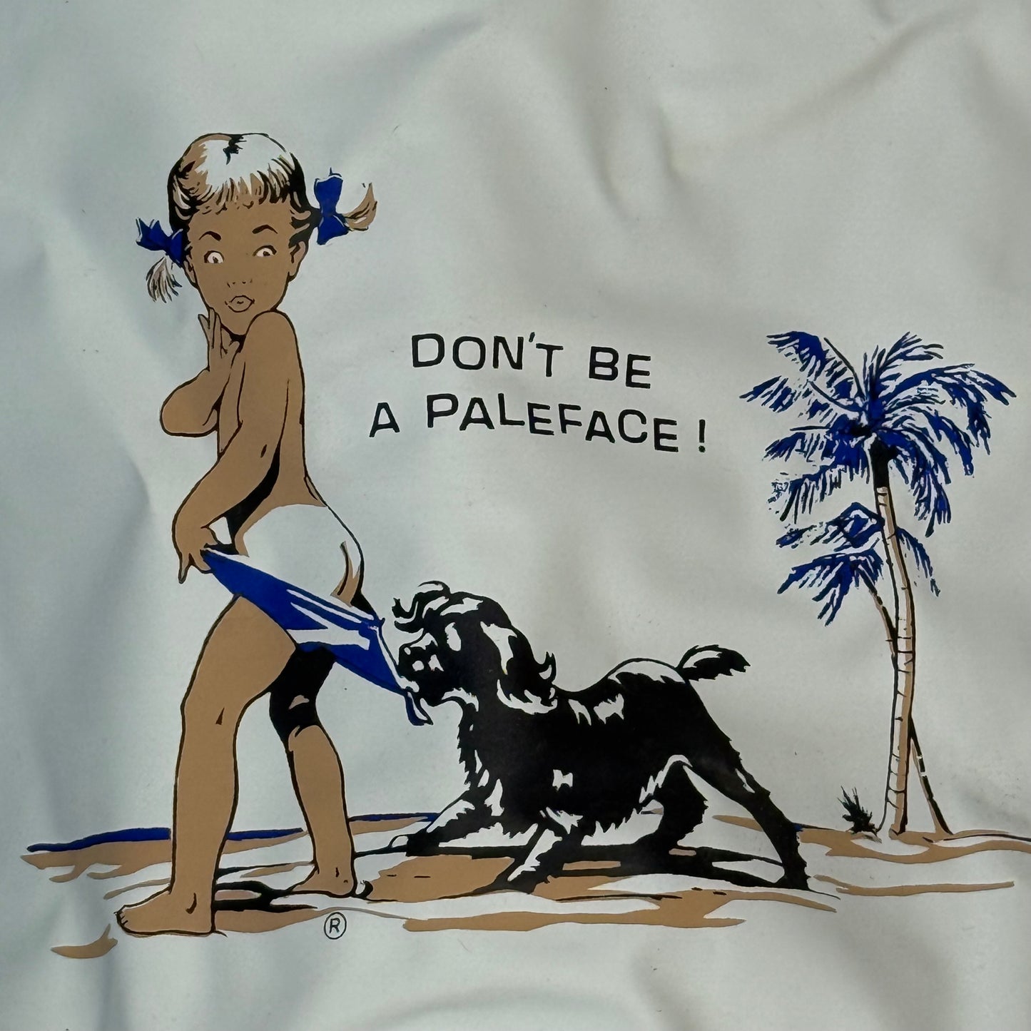 1970s Coppertone Sunscreen Beach Bag, Don’t be a Pale Face, 1972 Summer Olympics Promo, Robert Manufacturing, Pool Tote