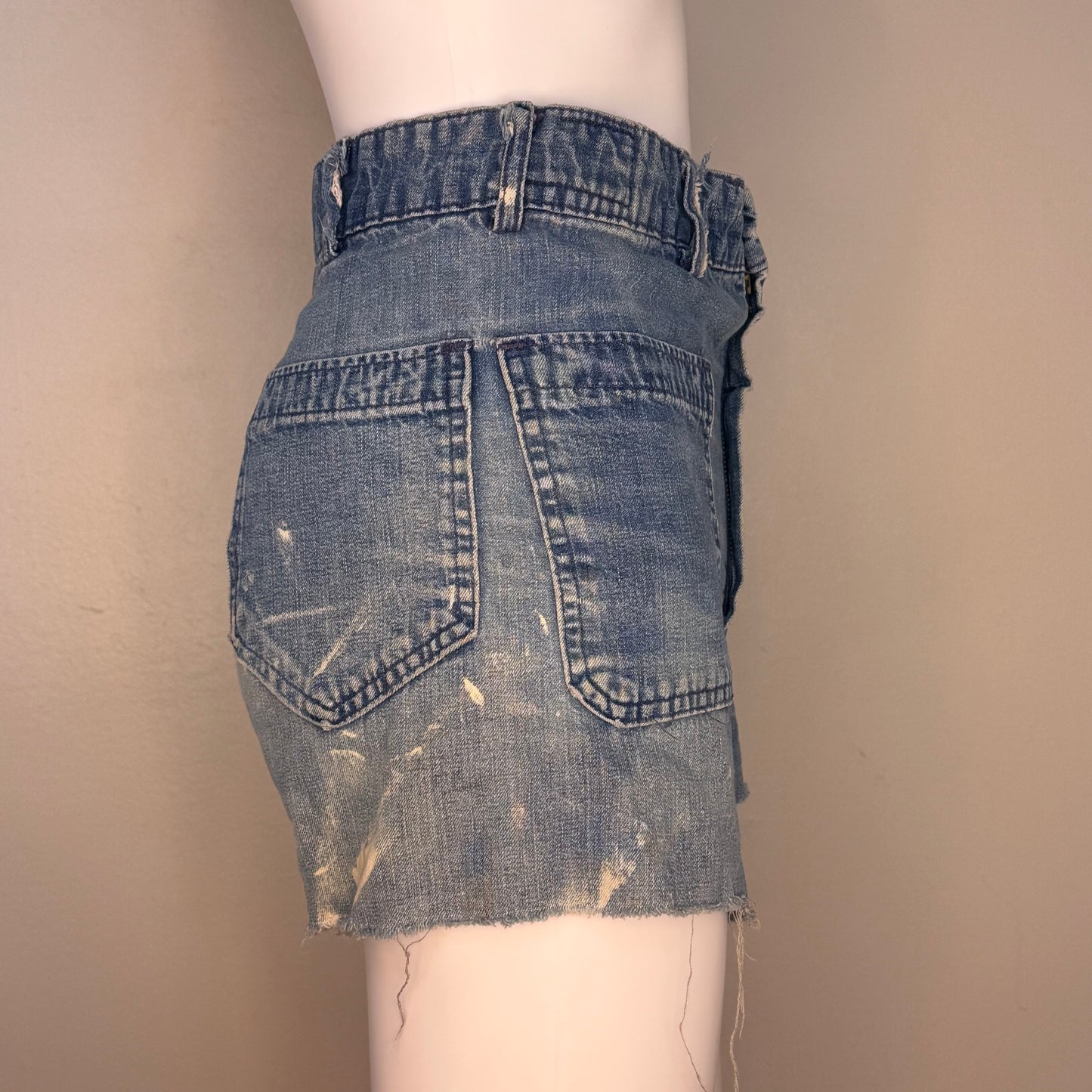 1970s Denim Shorts, Distressed Cut Offs, Seafarer, Fabric by Erwin, Selvage, US Navy Uniform Jeans