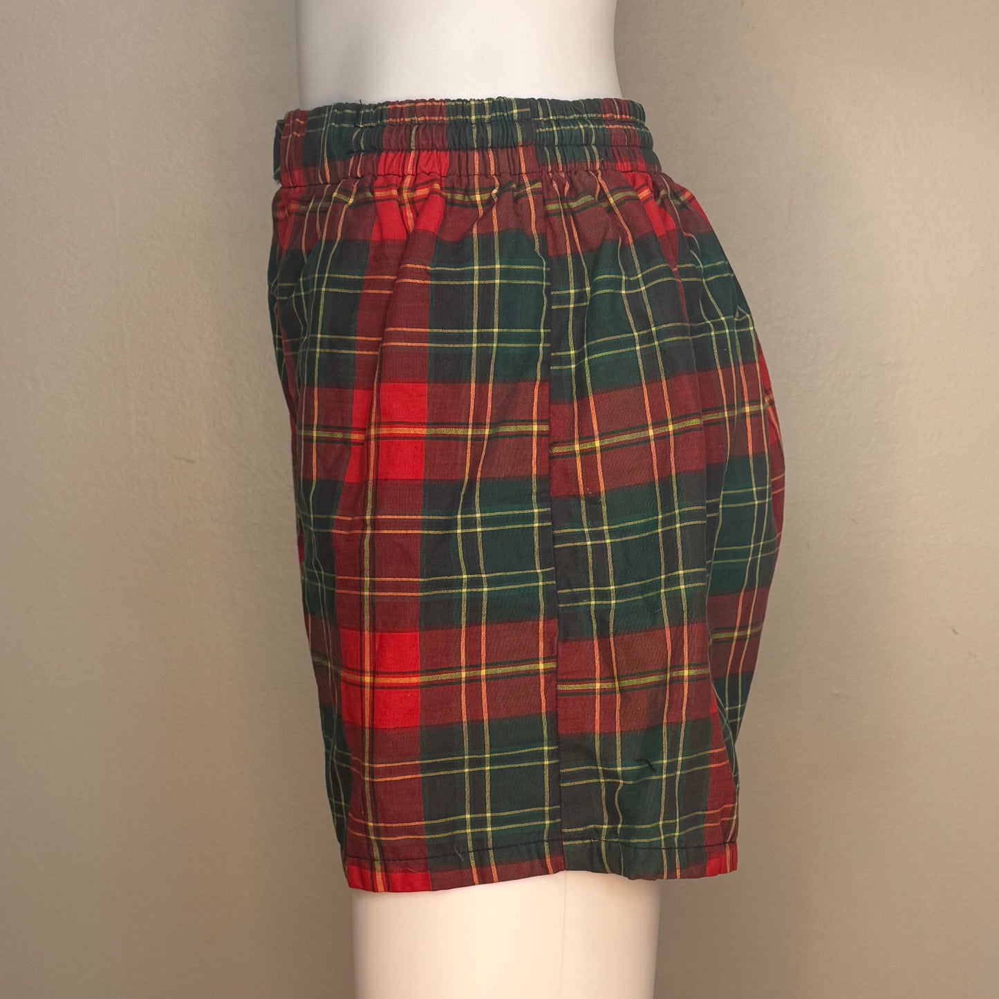 1950s Men’s Red Plaid Swim Trunks, McGregor Swim n Play Size Small, Cotton Swimsuit Shorts