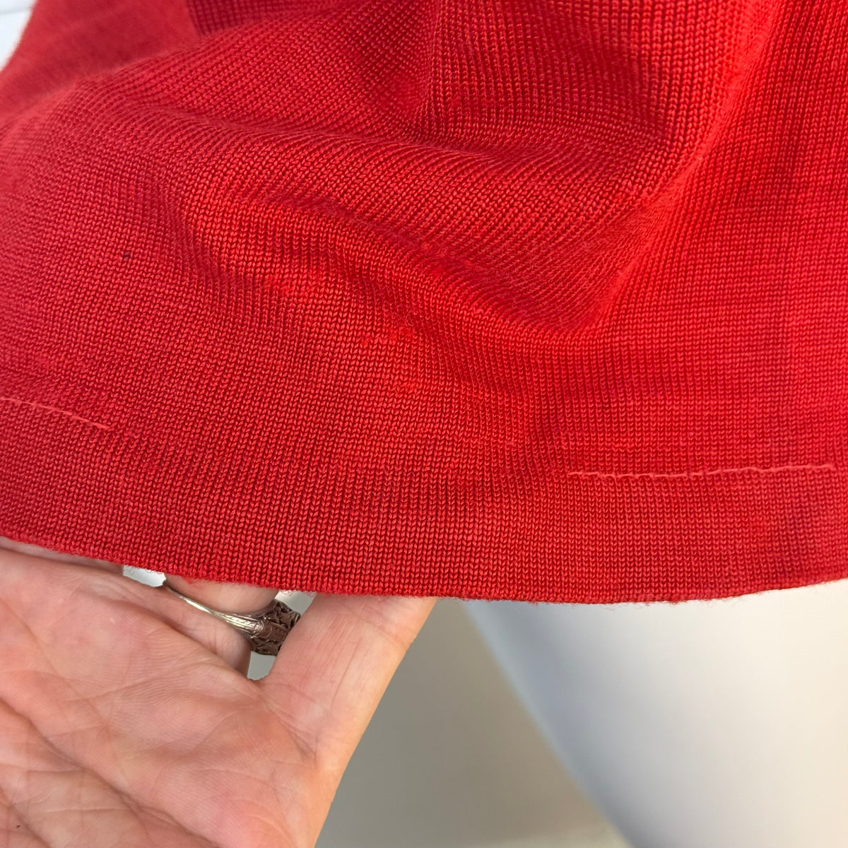1960s Red Durene Jersey, Action-Tailored by Rawlings Size 44, No 28, Distressed