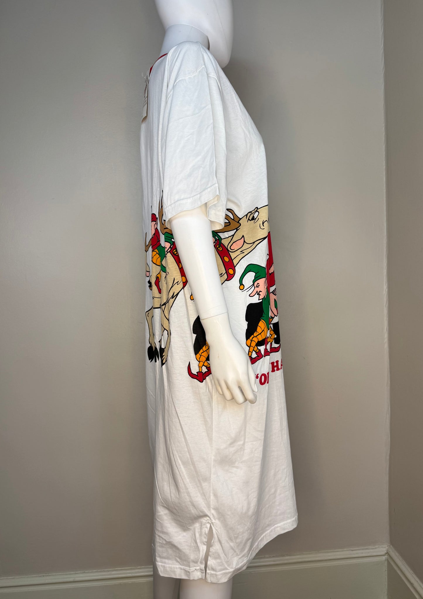 1990s Christmas T-Shirt Nightgown, Santa Jama, Oh What A Night, Santa Claus Nite Shirt, One Size