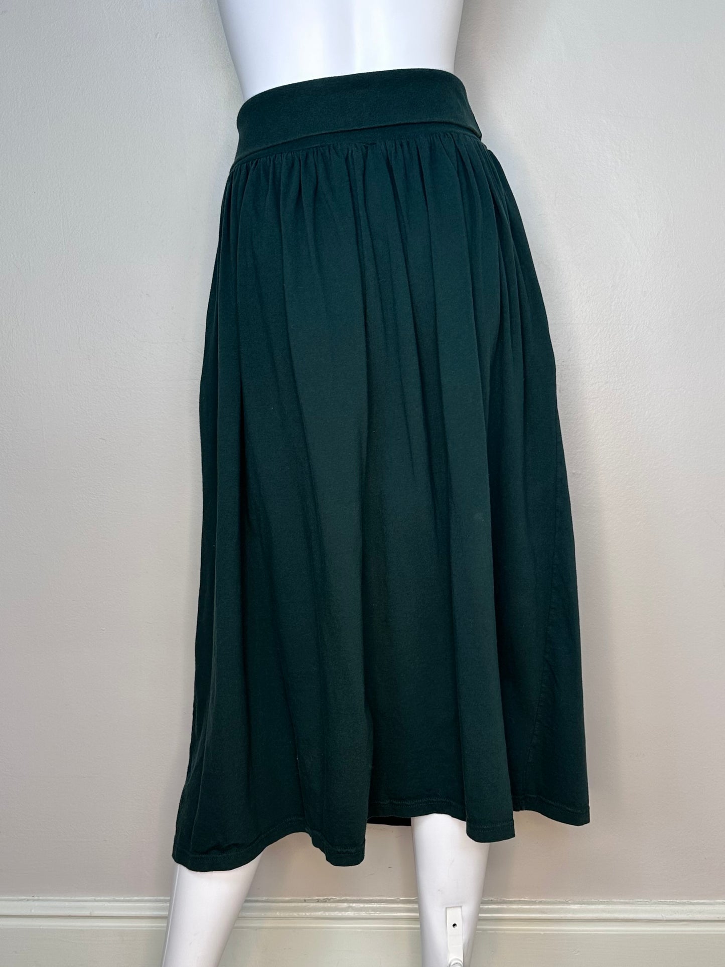 1980s/90s Green Knit Skirt, Full Midi Length, Fold Down Waist, Outback Red Size S/M