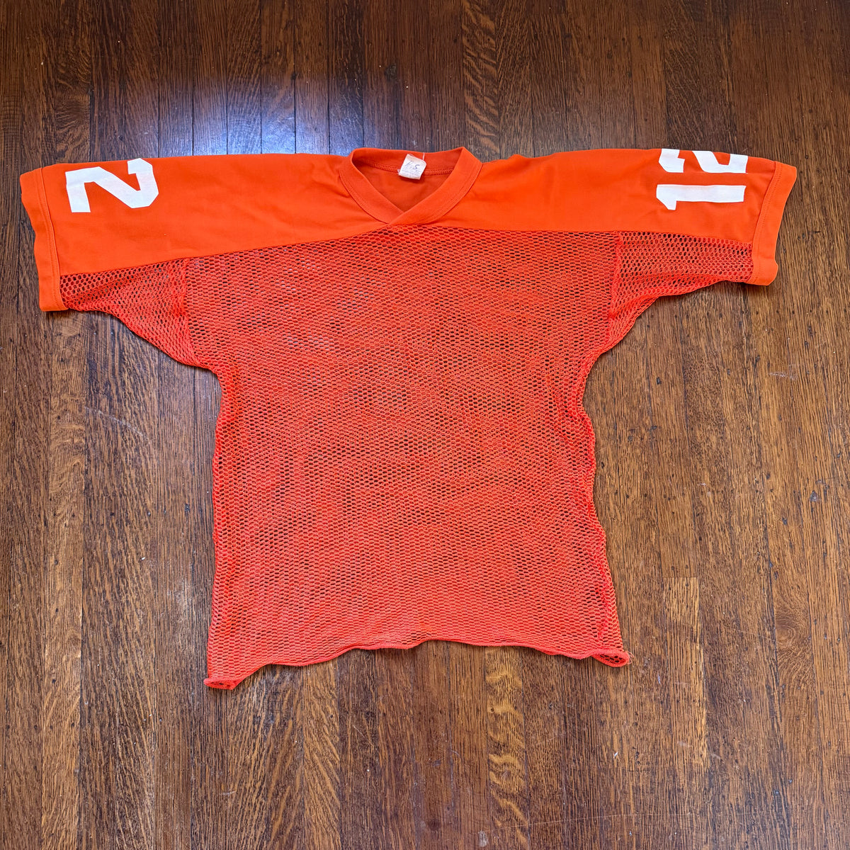 1970s Orange Open Mesh Practice Jersey, K-1 Size Small, No. 12