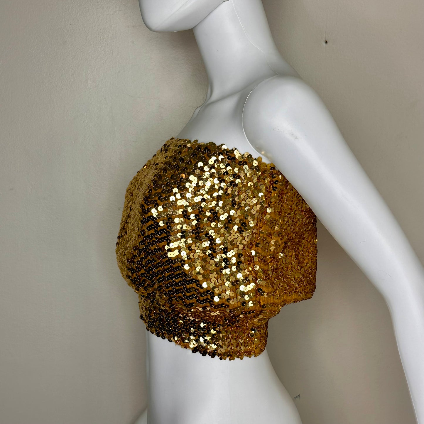 1970s Disco Gold Sequin Tube Top, Size XS-Medium