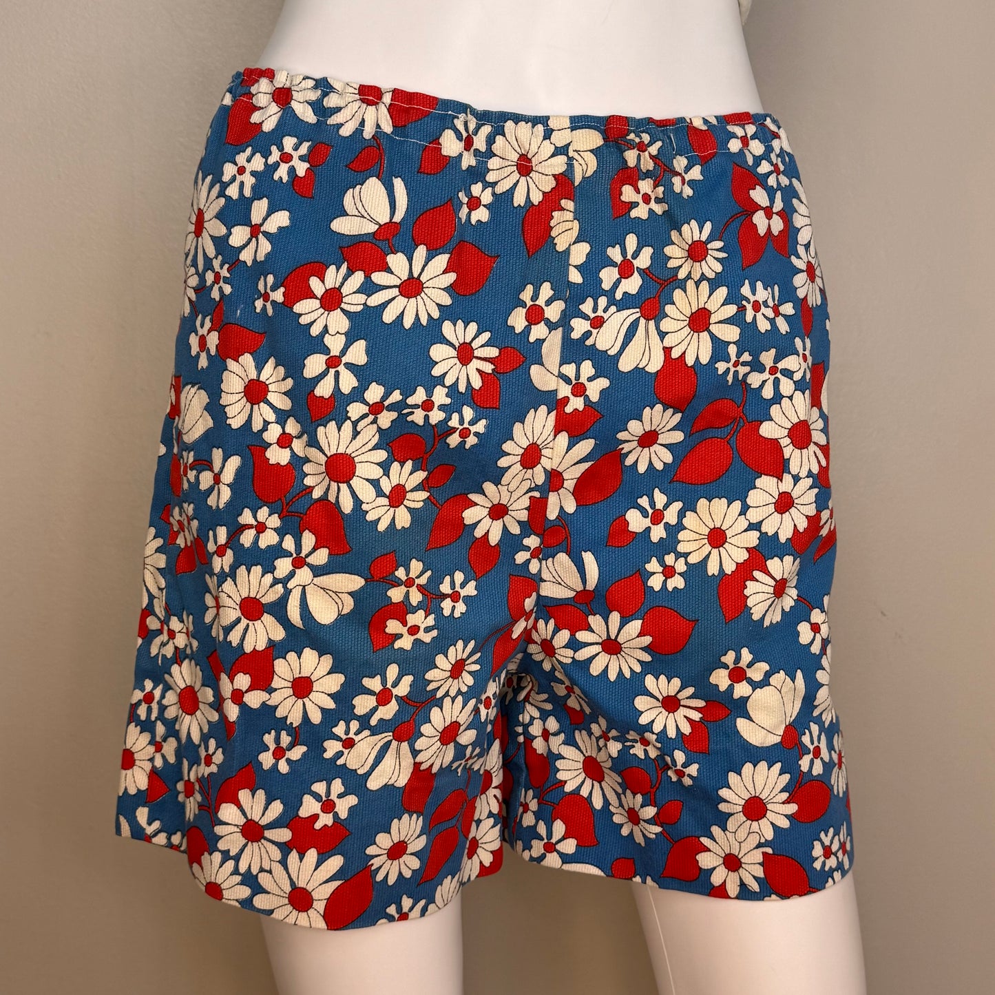 1960s/70s Floral Shorts, Handmade Size XS, Elastic Waist