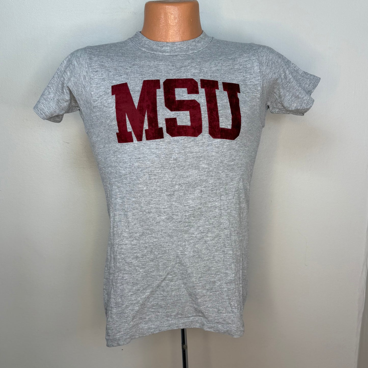 1970s MSU T-Shirt, Flocked, Mississippi State University, Artex Size XS