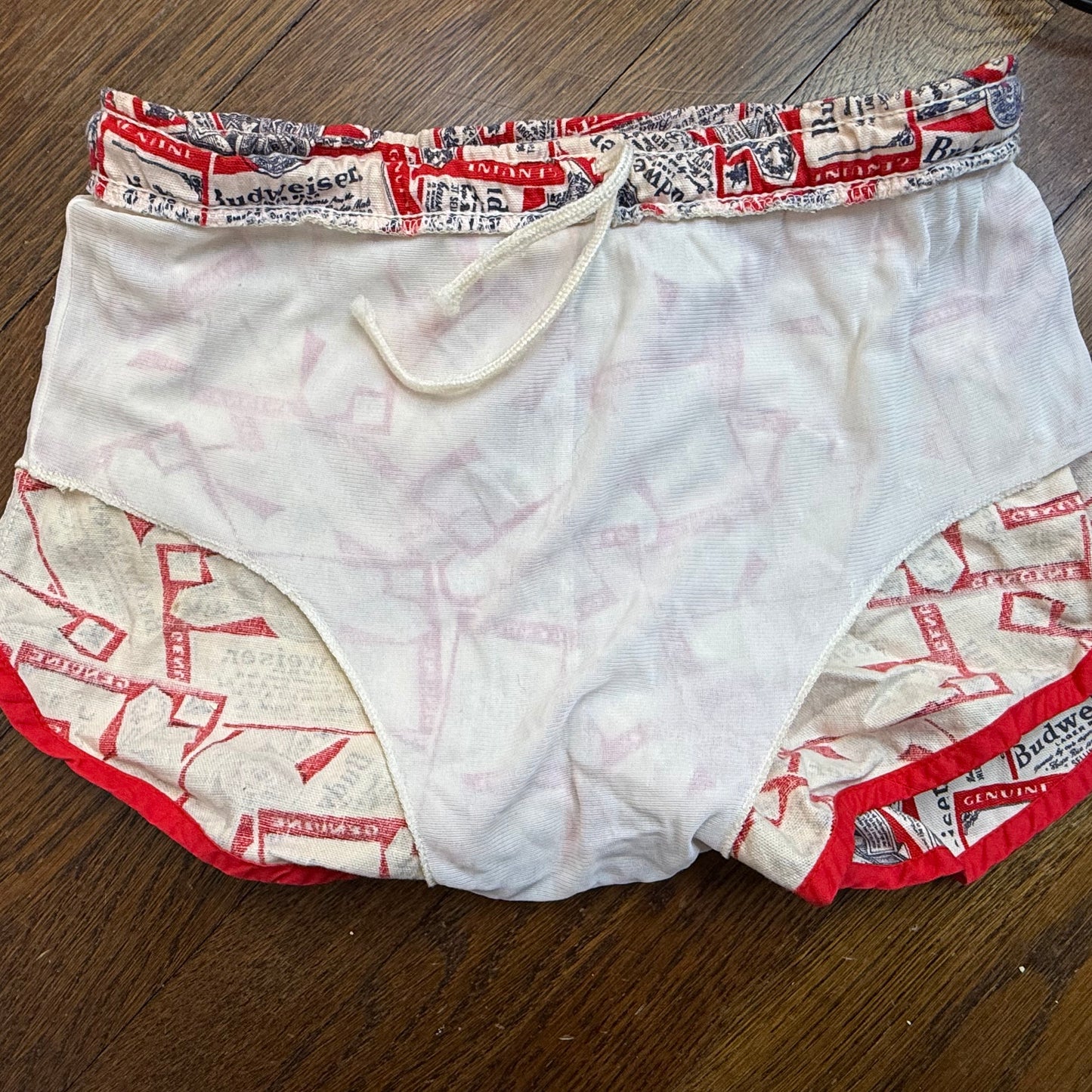 1970s Men’s Budweiser Beer Swim Trunks, Size X-Small, Cotton Swimsuit Shorts