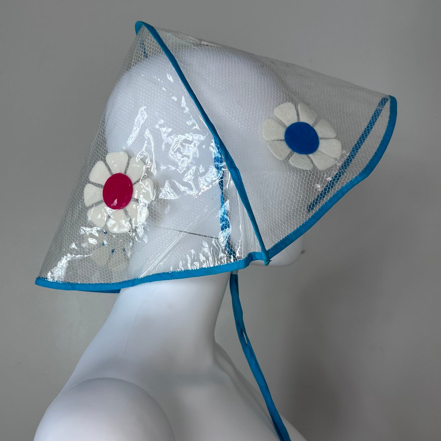 1960s Clear Rain Hat, Fran’s Original, Flower Power