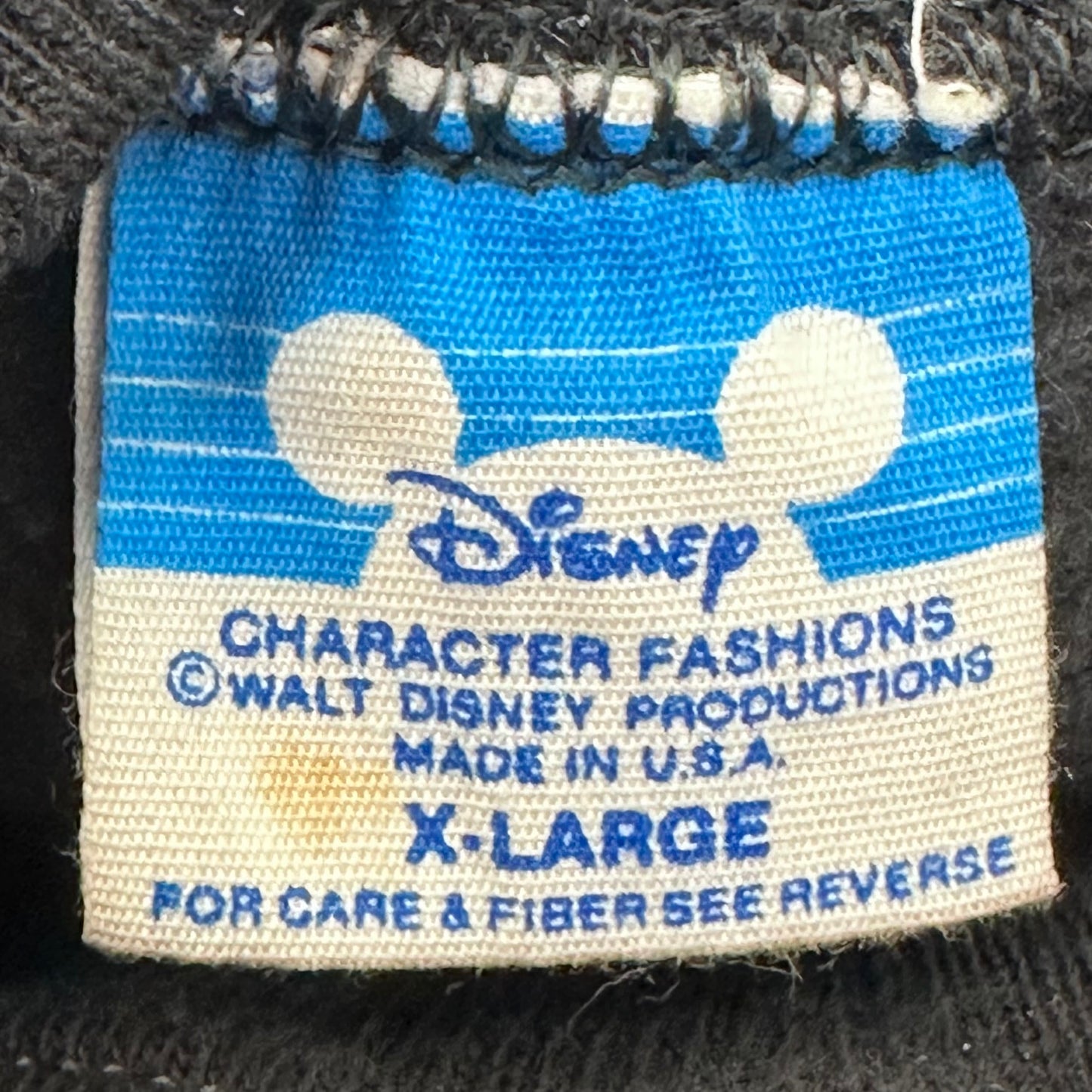 1980s Black Flocked Mickey Mouse Sweatshirt, Disney Character Fashions, Walt Disney Productions