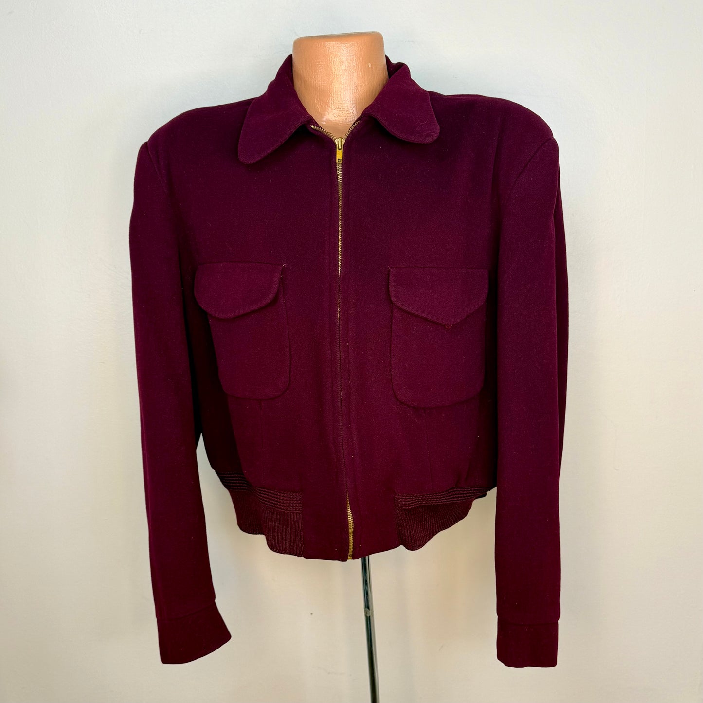 1940s/50s McGregor Windsor Jacket, Size 42, Burgundy, Zip up