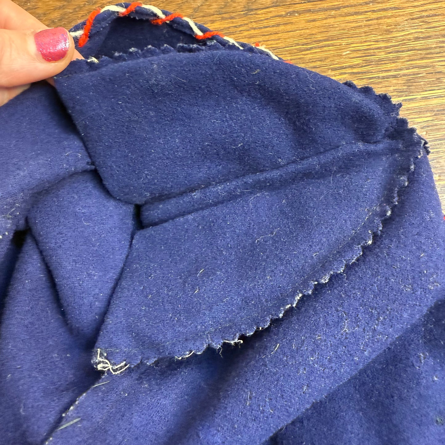 1940s Navy Blue Embroidered Mexican Tourist Jacket, Size Small