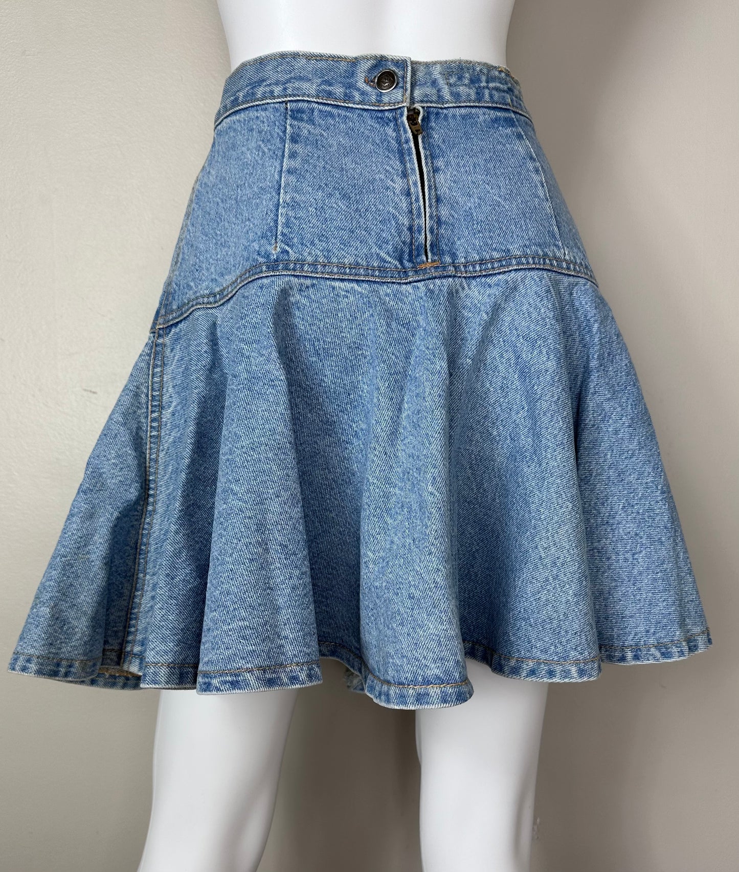 1990s Blue Denim Mini Skirt, Zena Jeans Size XXS