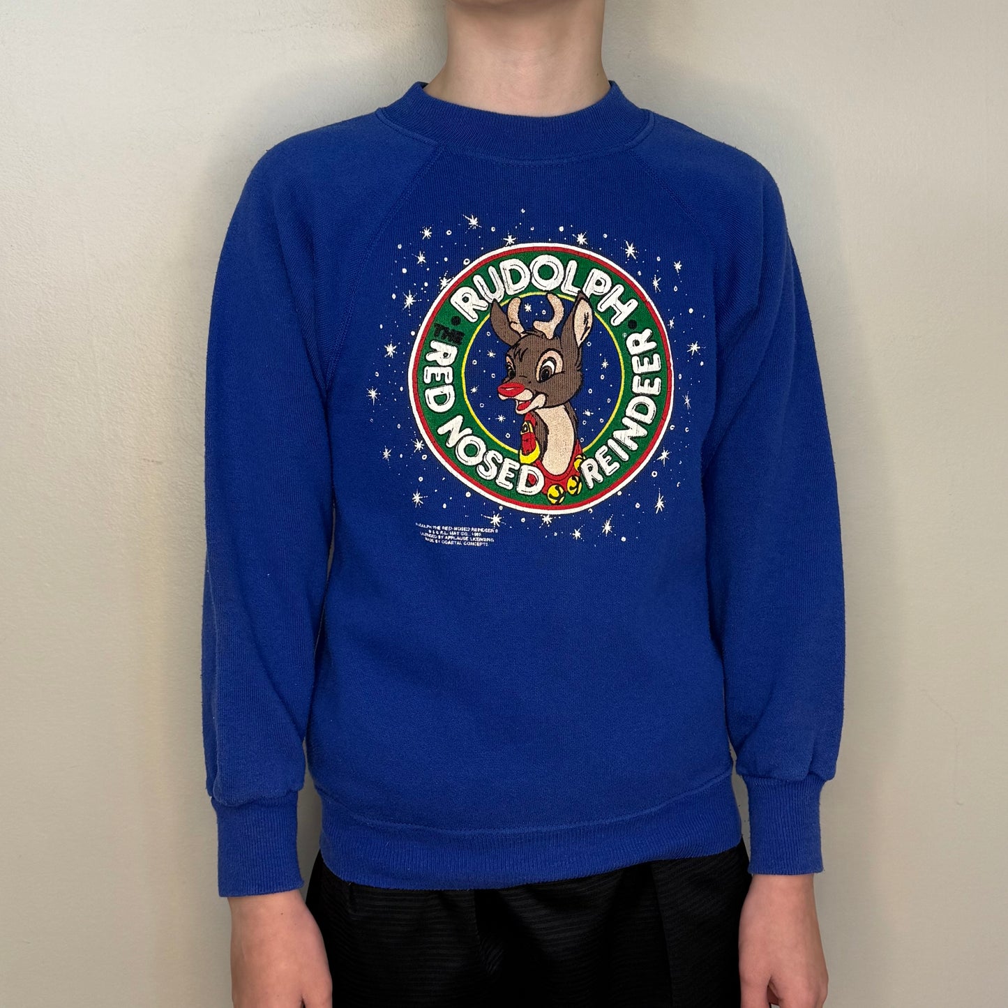 1980s Kids Rudolph The Red Nose Reindeer Sweatshirt, Ultra Sweats Size 8/9, Robert L May Co