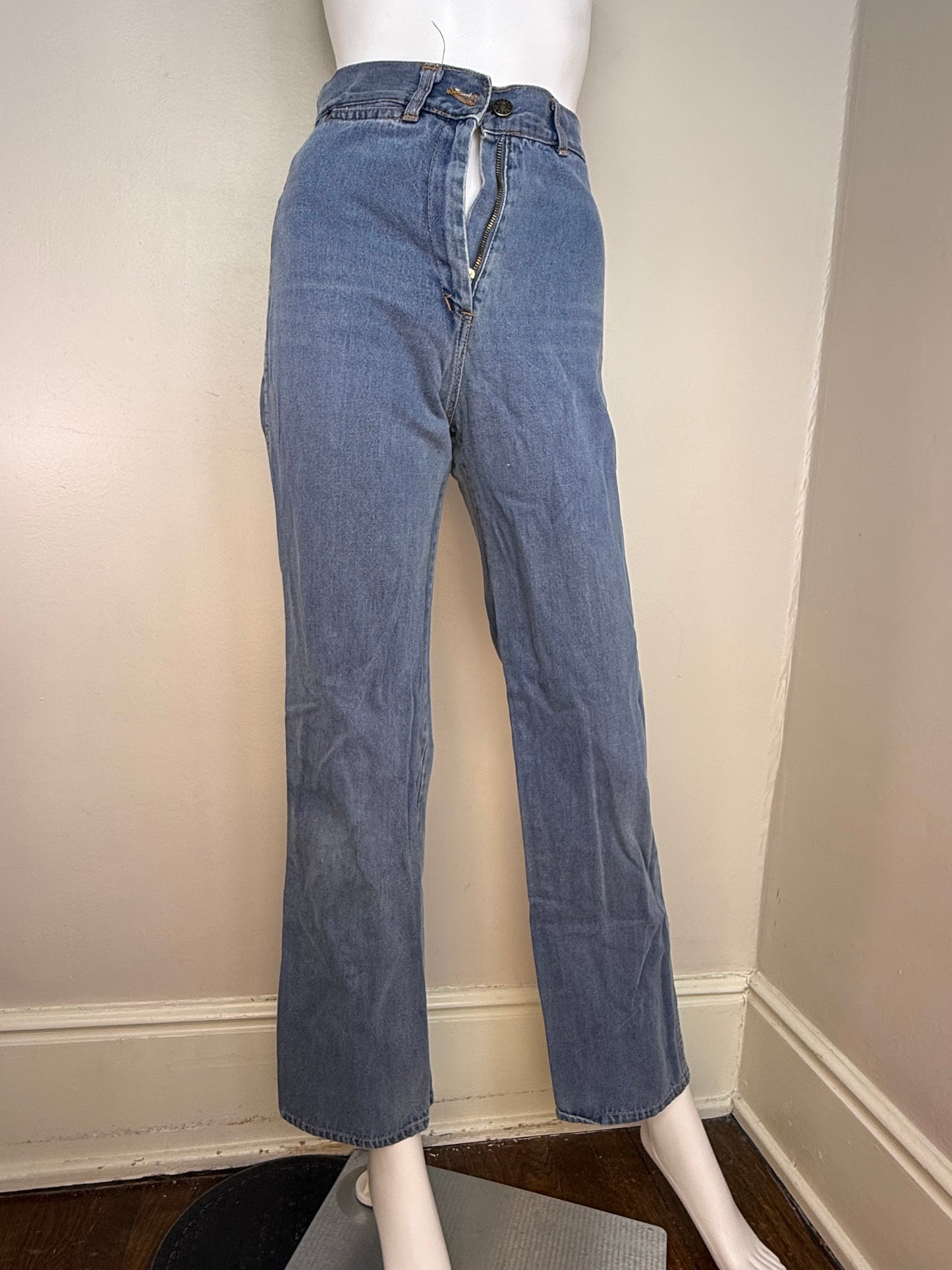1970s/80s Blue Jeans, High Rise, Straight Leg, Elbee Size 0, 25"x30.5"