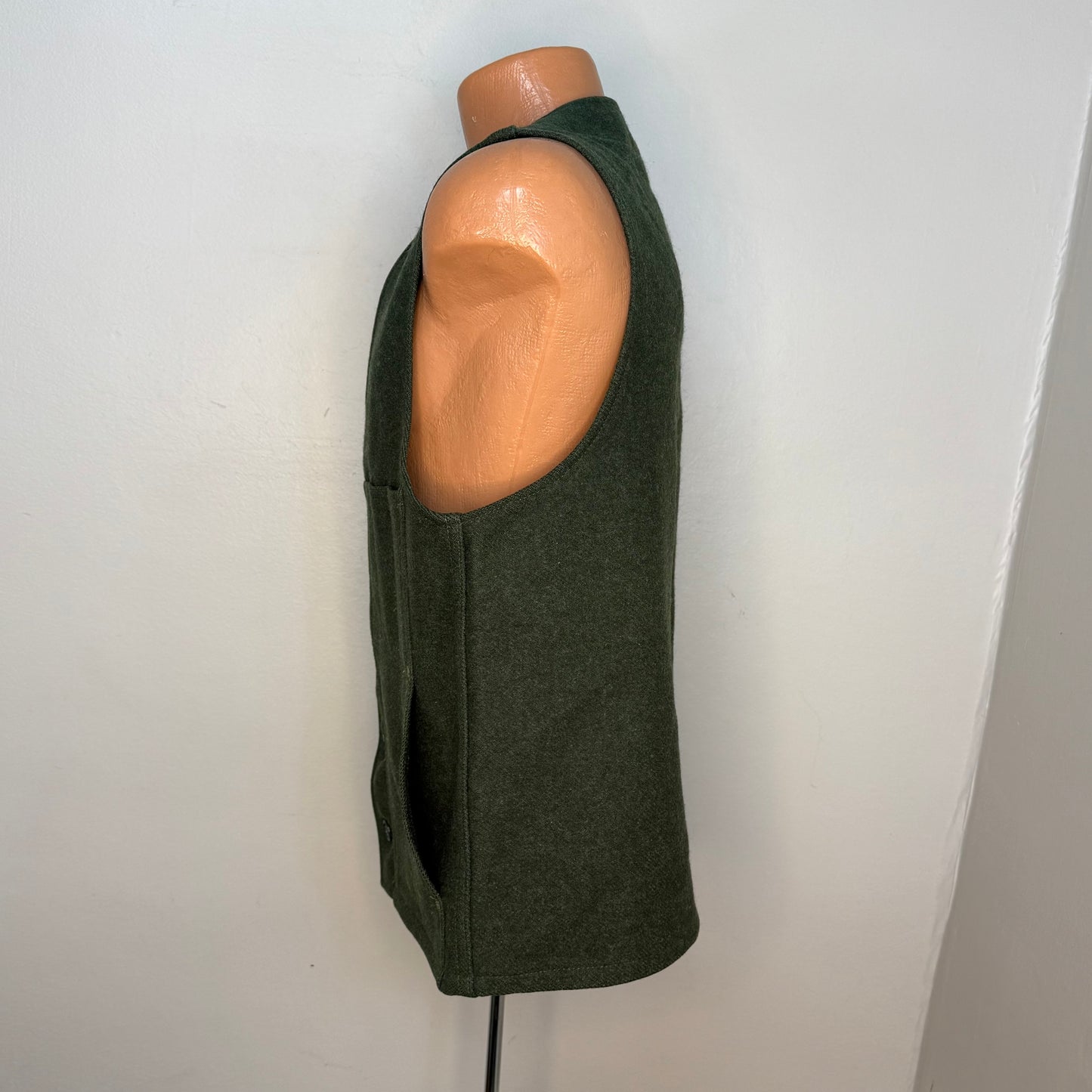 1990s Filson Green Wool Vest, Style 20, C.C. Filson Co Size 42