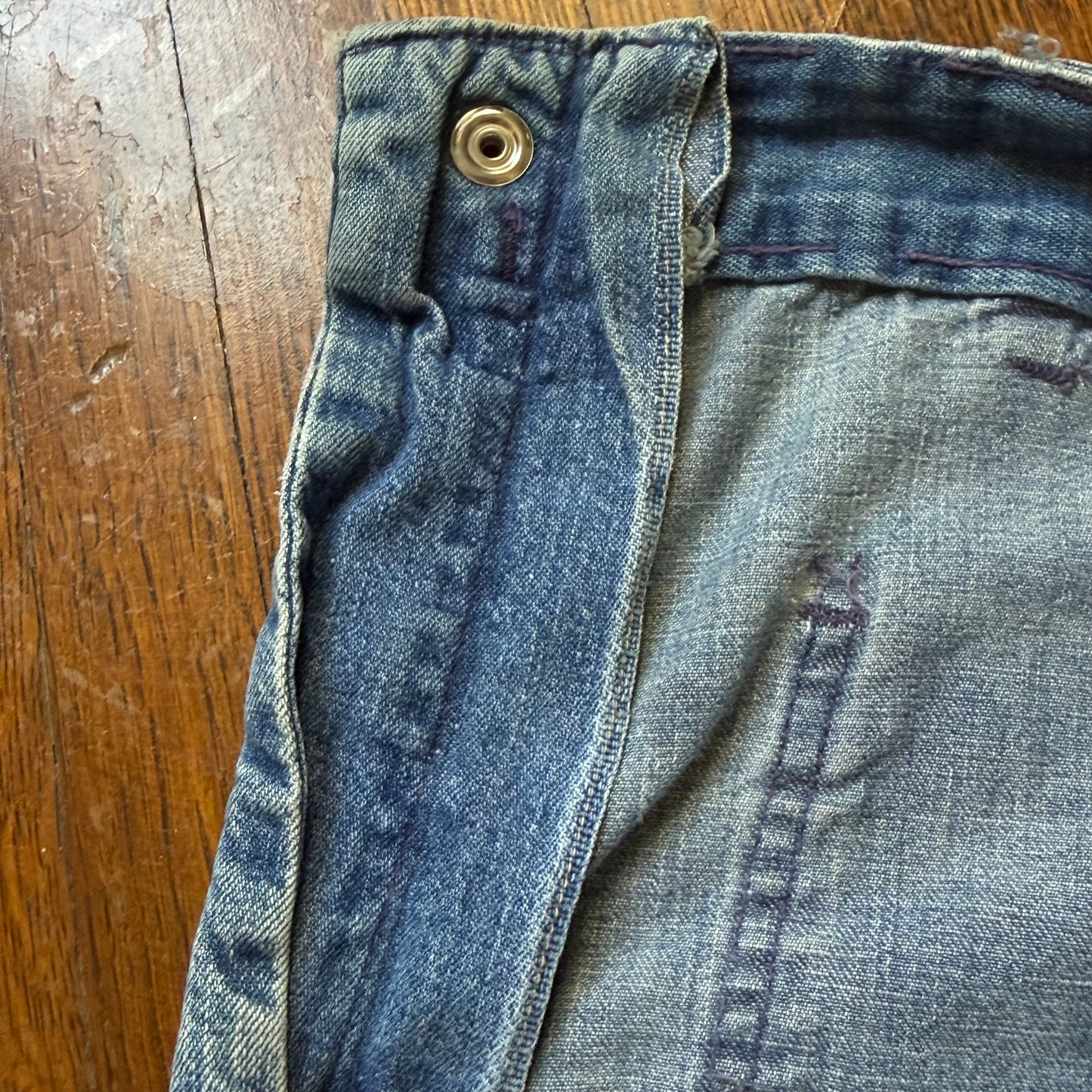 1970s Denim Shorts, Distressed Cut Offs, Seafarer, Fabric by Erwin, Selvage, US Navy Uniform Jeans
