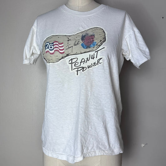 1970s Jimmy Carter 76 Peanut Power T-Shirt, Grana Size Small, US Presidential Election