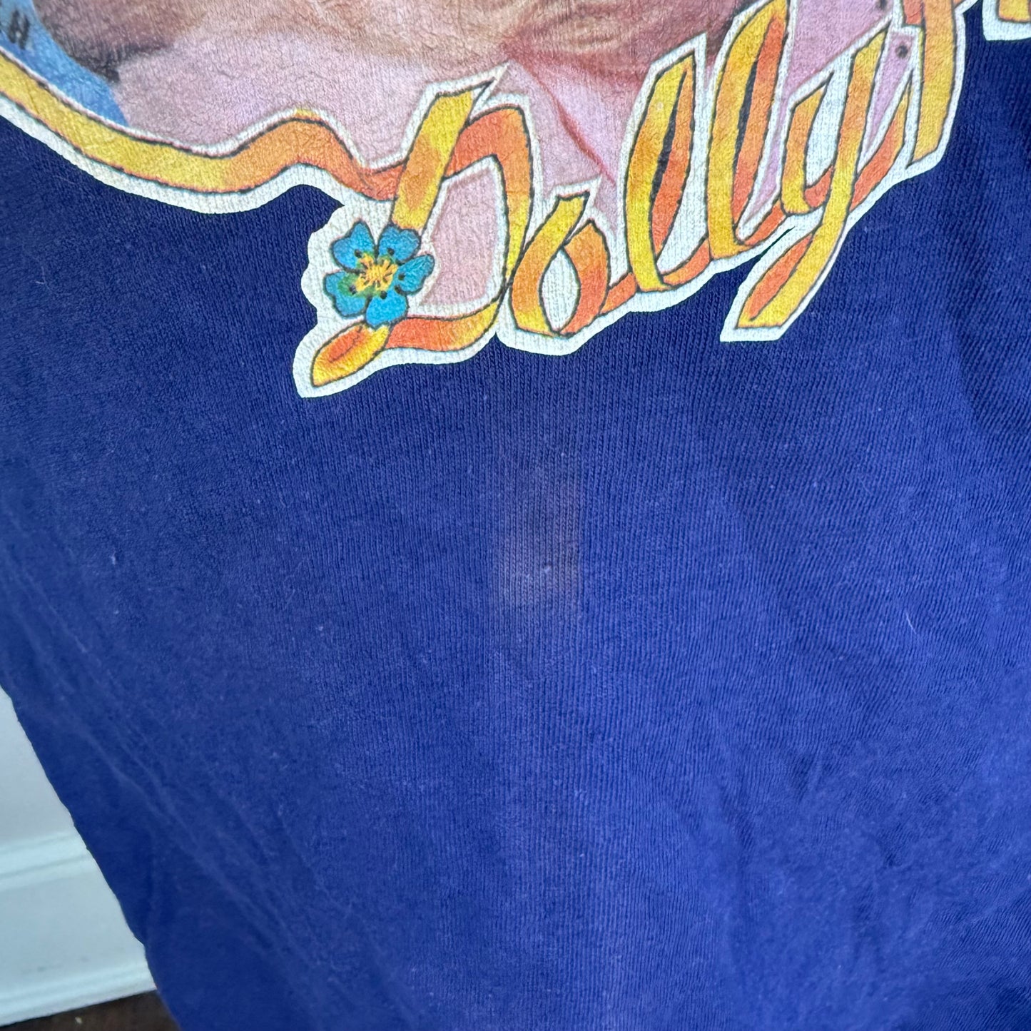 1970s Dolly Parton T-Shirt, Hanes Size Medium, Distressed Sun Faded