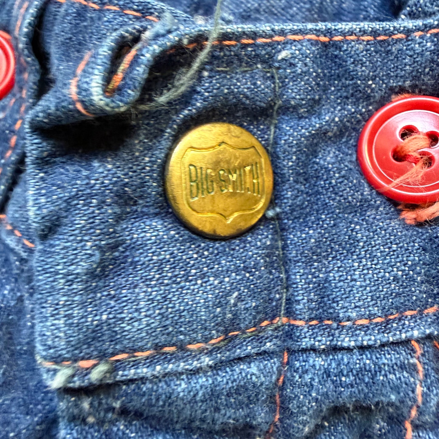 1950s Kids' Big Smith Suspender Blue Jeans, Cowboy Print Pockets, Size 2T