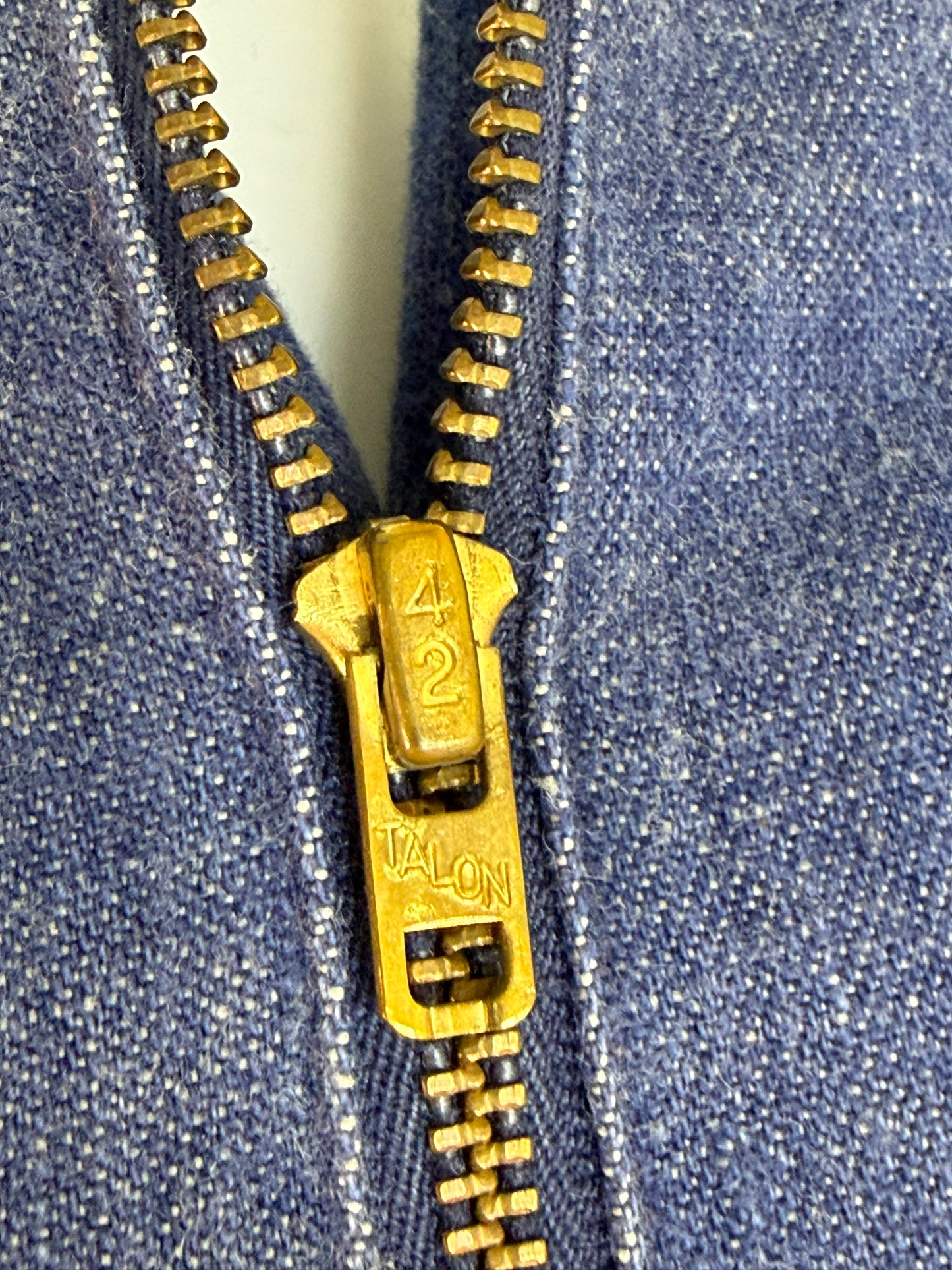 1970s Denim Zip Up Jumpsuit, Long Sleeve, Flare Leg, Sears Jr Bazaar XS/Small Tall