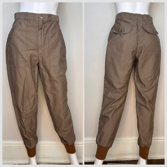 1960s Brown Hunting Pants with Elastic Cuff, 10-X America’s Finest Sport Clothing, 26.5"x29.5"