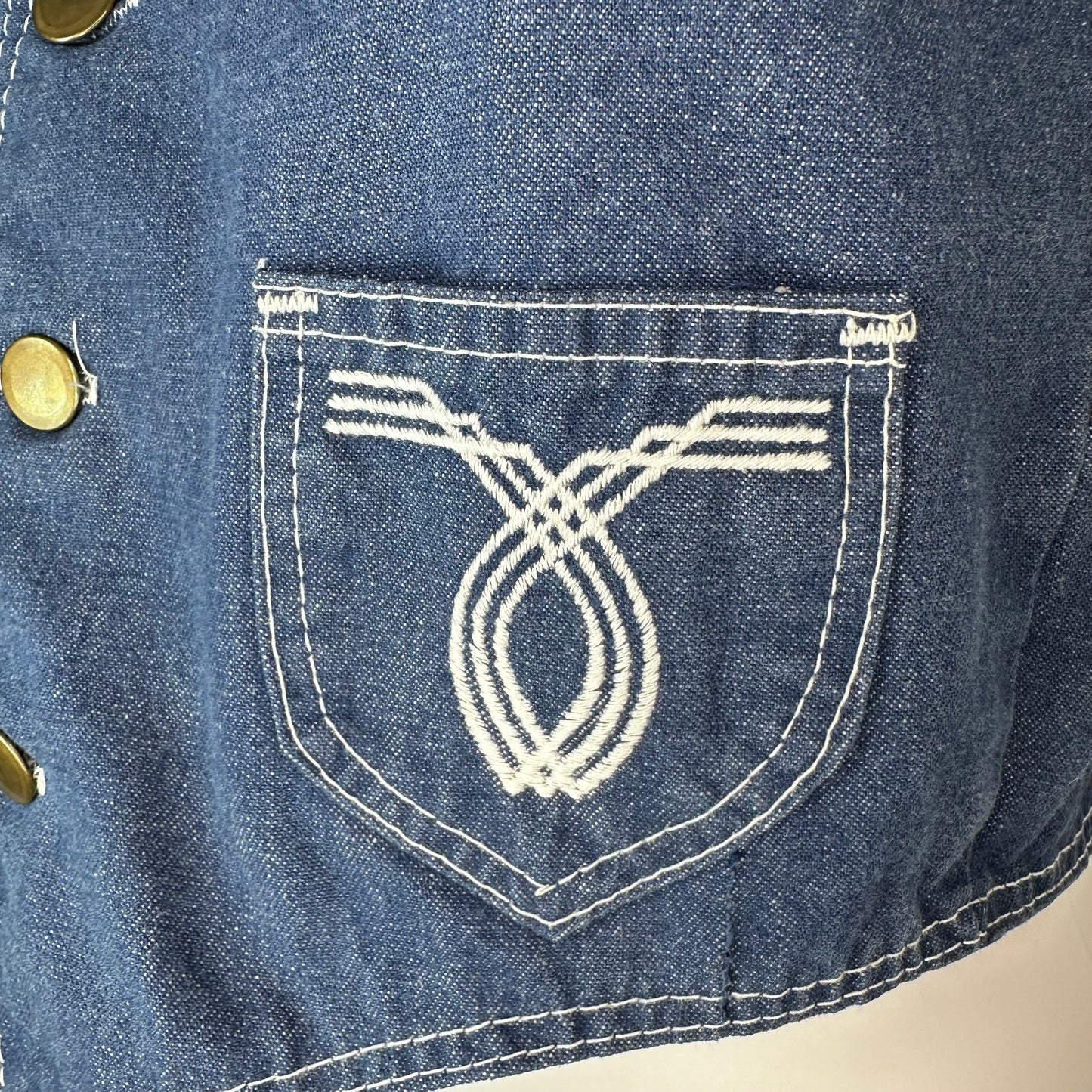 1970s Denim Vest, Western, Sportswear by Sears Youth Large/Adult XS