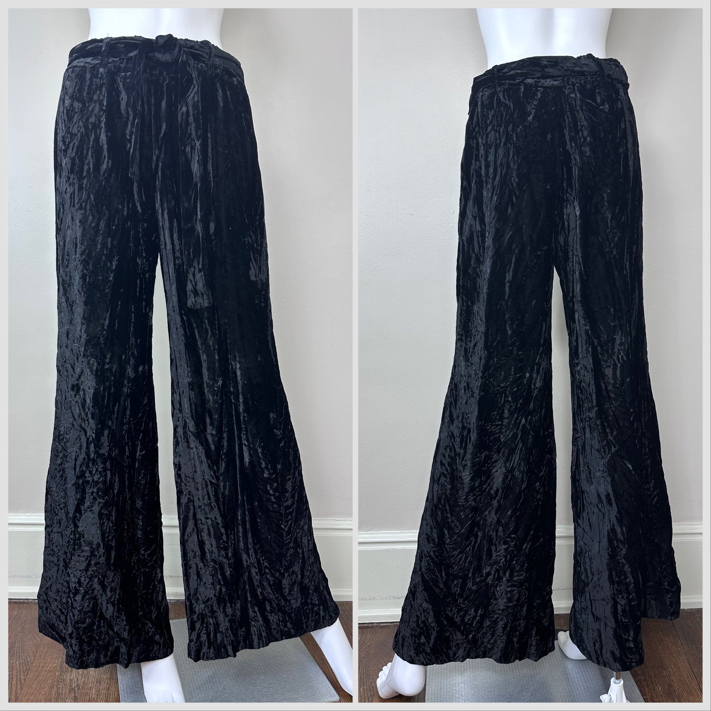 1970s Black Velvet Pants, Panther Size Medium