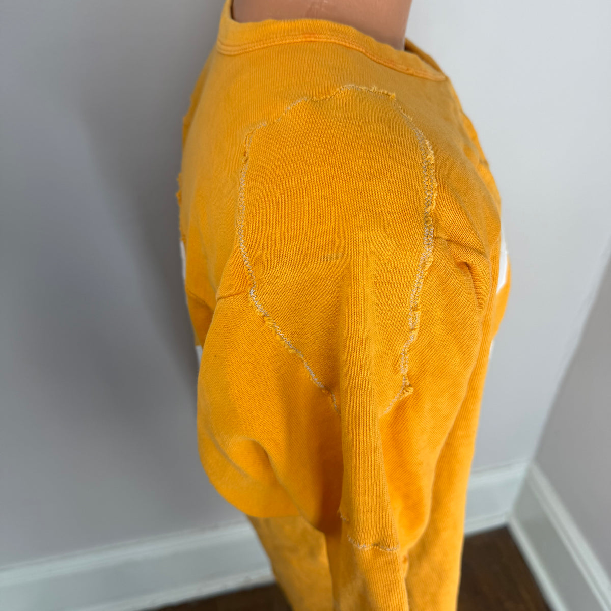 1960s Orange Cotton Jersey, Russell Athletic Size Large, No 22, Distressed