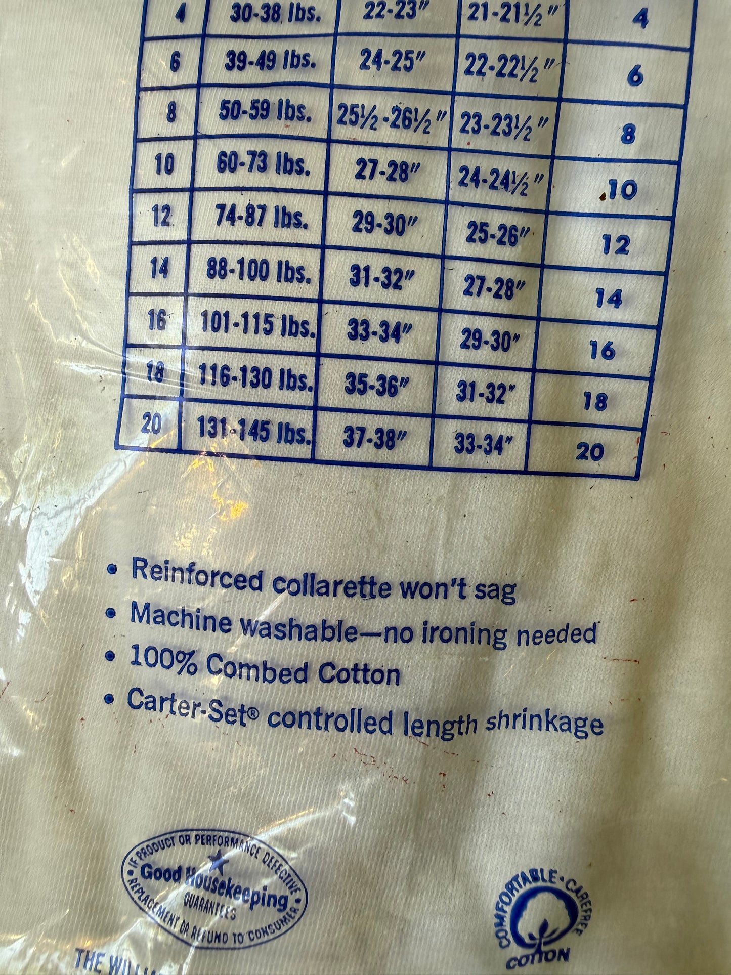 1960s Carter’s Undershirts, White, Boys’ T-Shirts, Size 20 Youth XL, New Old Stock in Package, Pack of 3