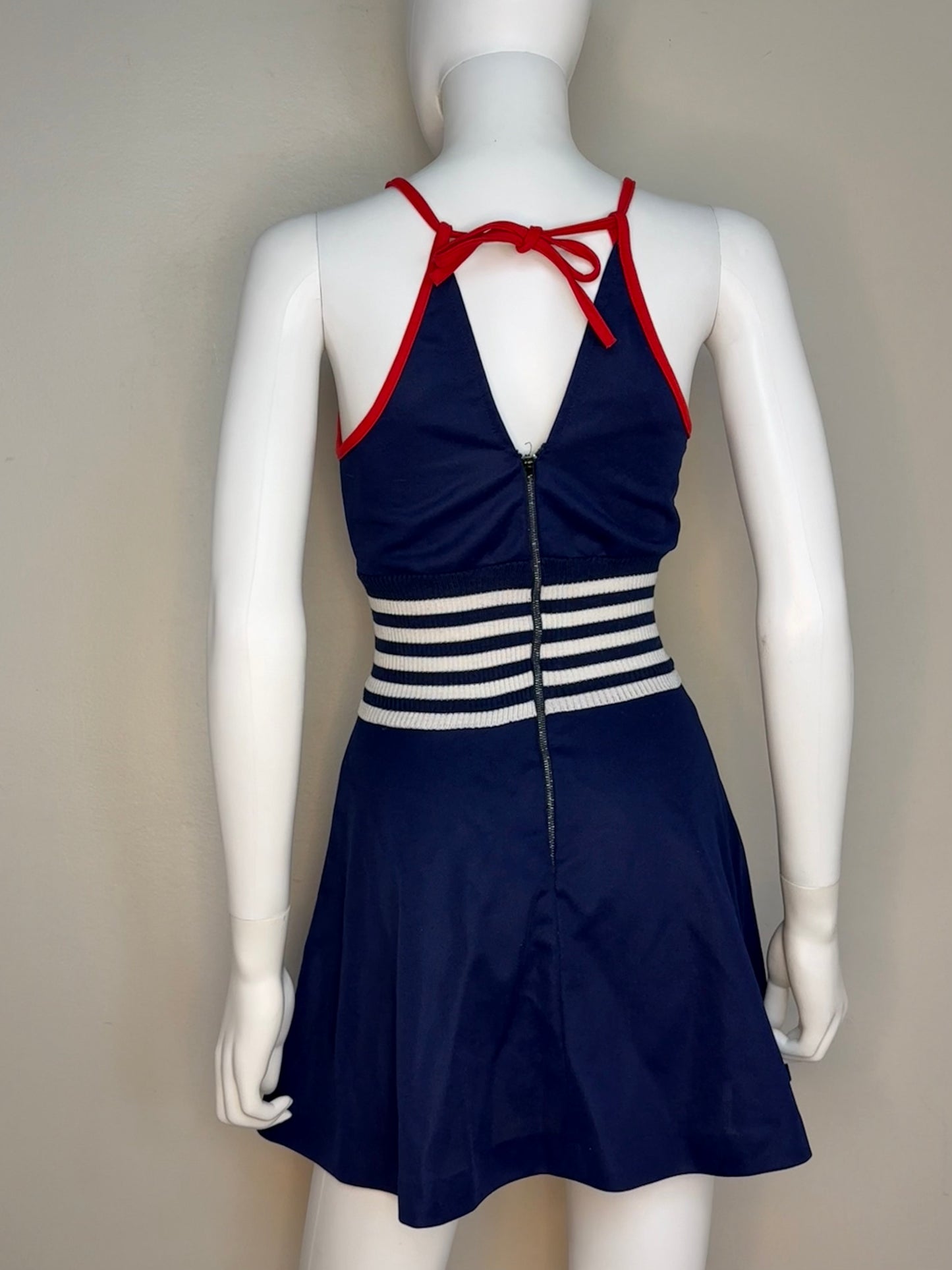 1970s Navy Blue Mini Dress, Juniors by Jim n Me Size X-Small