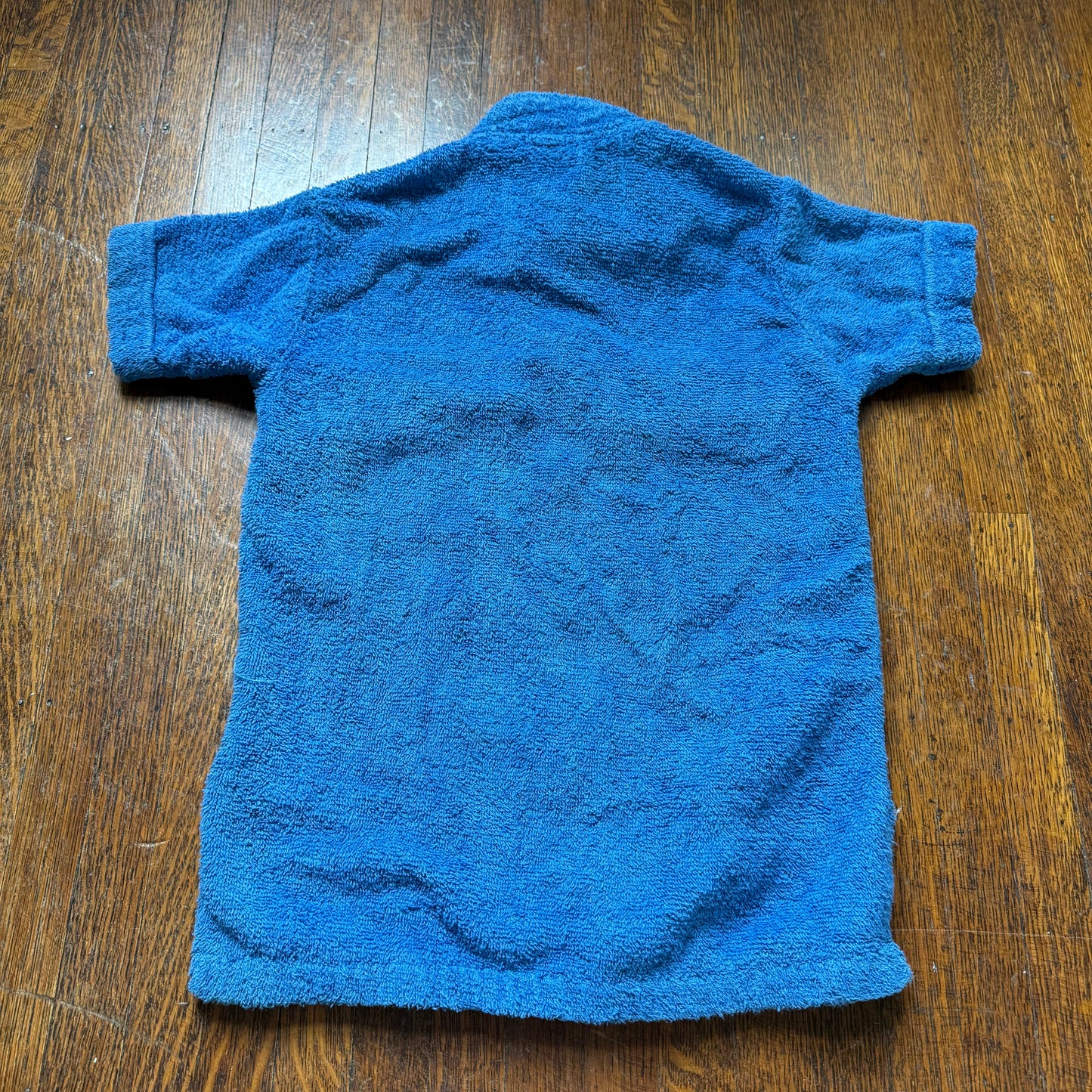 1970s Kids’ Blue Terrycloth Beach Jacket, The Put On Shop Swimwear Size 6/8, Sears, Swim Cover Up Shirt