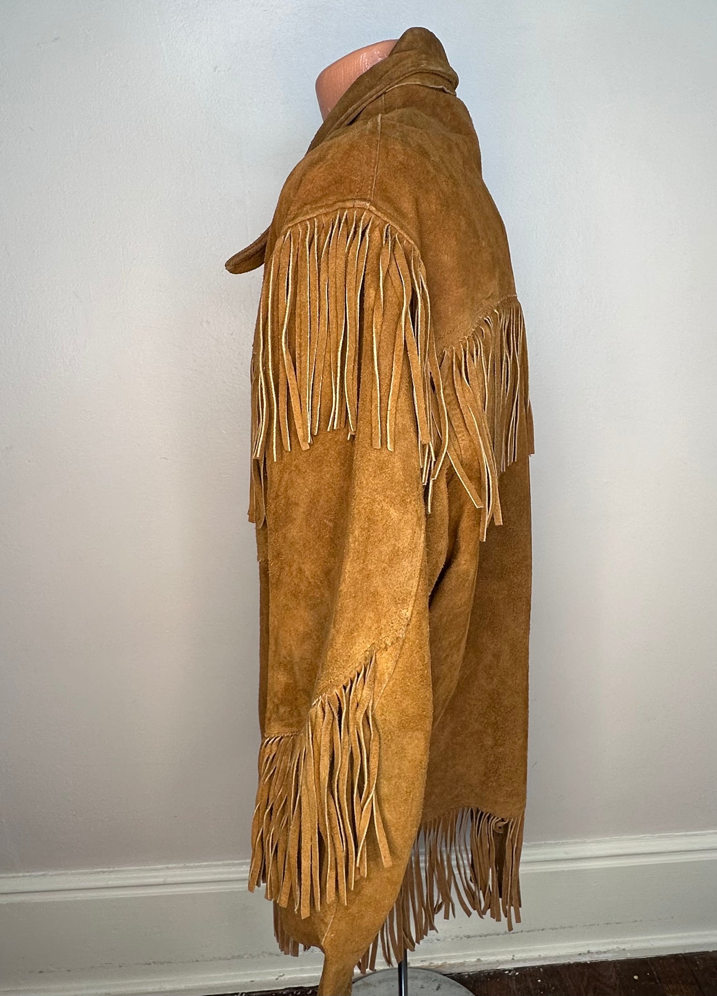 1960s/70s Brown Leather Jacket with Fringe, Sportswear Styled by National Shirt Shops