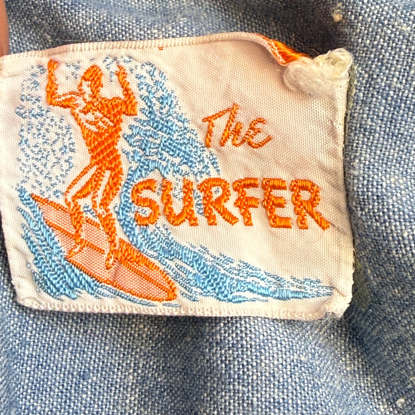1960s Lace Up Chambray Shirt with Hippie Counter Culture Protest Print, The Surfer Size Large, Free Our Dorm