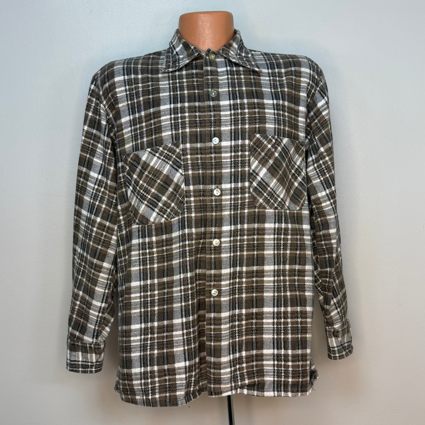 1970s Brown Cotton Flannel Shirt, Kings Road Shop Sears Size Large