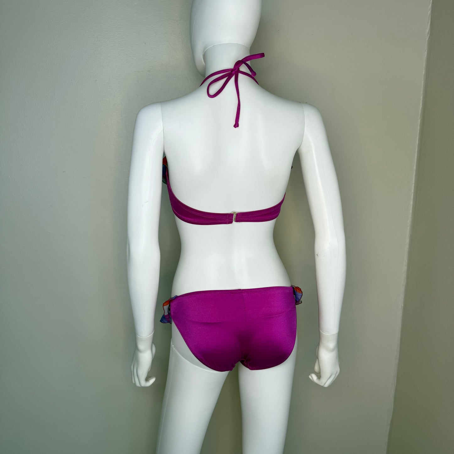 1970s/80s Pink Ruffle Bikini, De Weese Design Size XS/S