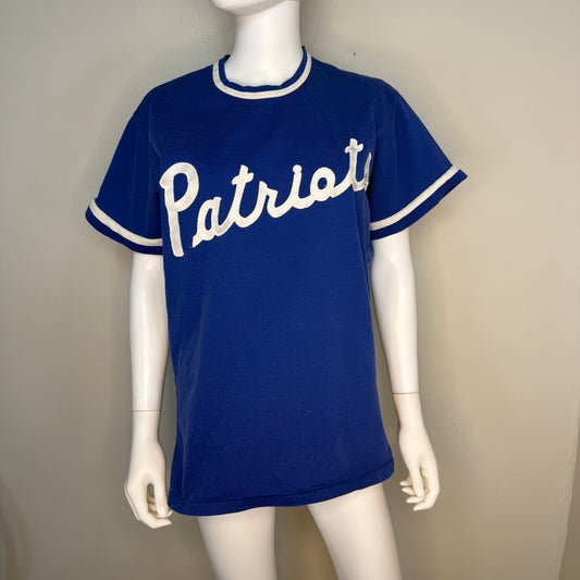 1970s Blue Patriots Jersey T-Shirt, Rawlings Size Large, No 14