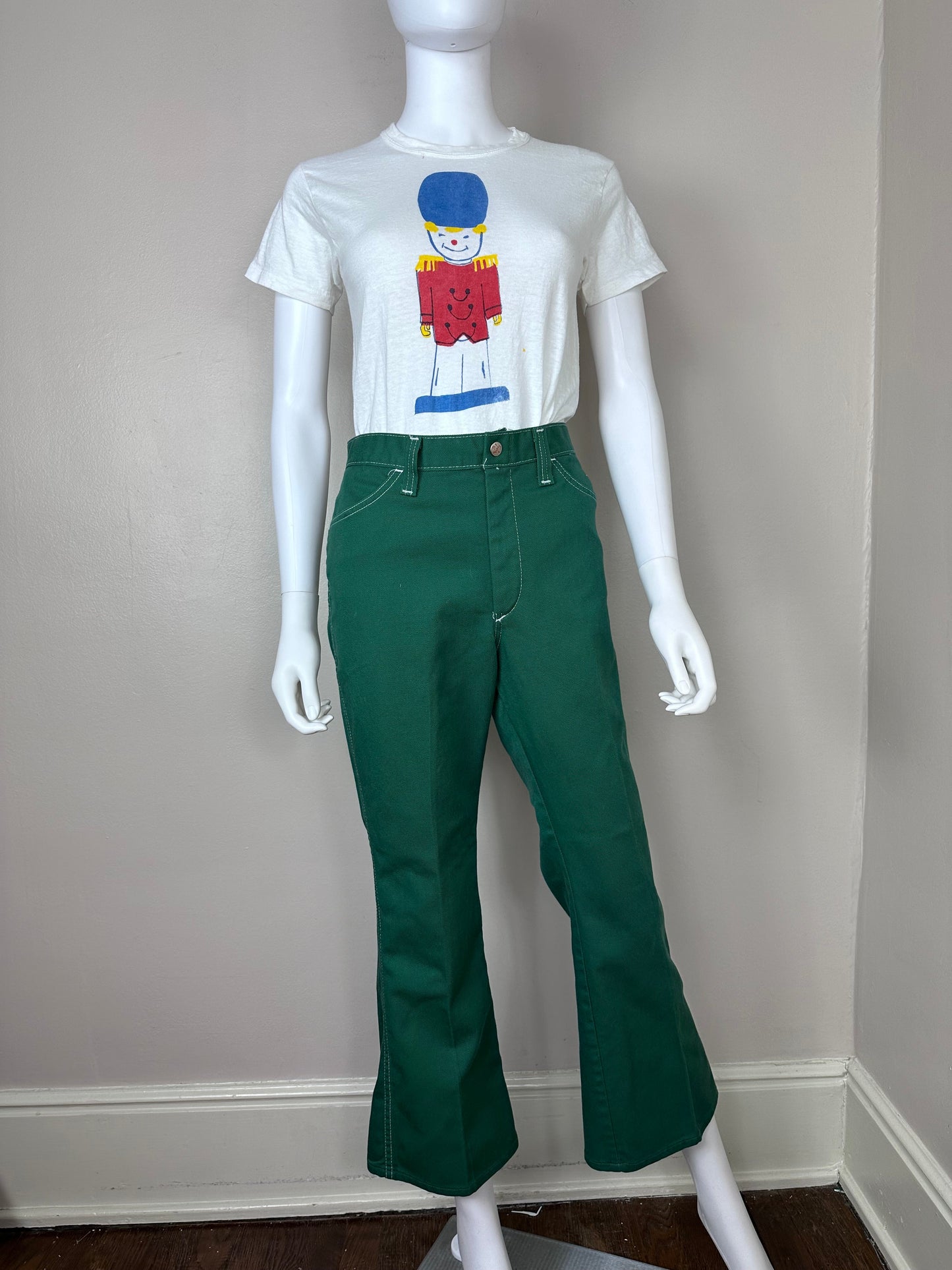 1970s Green Denim Jeans, Billy the Kid, 31"x27.5"