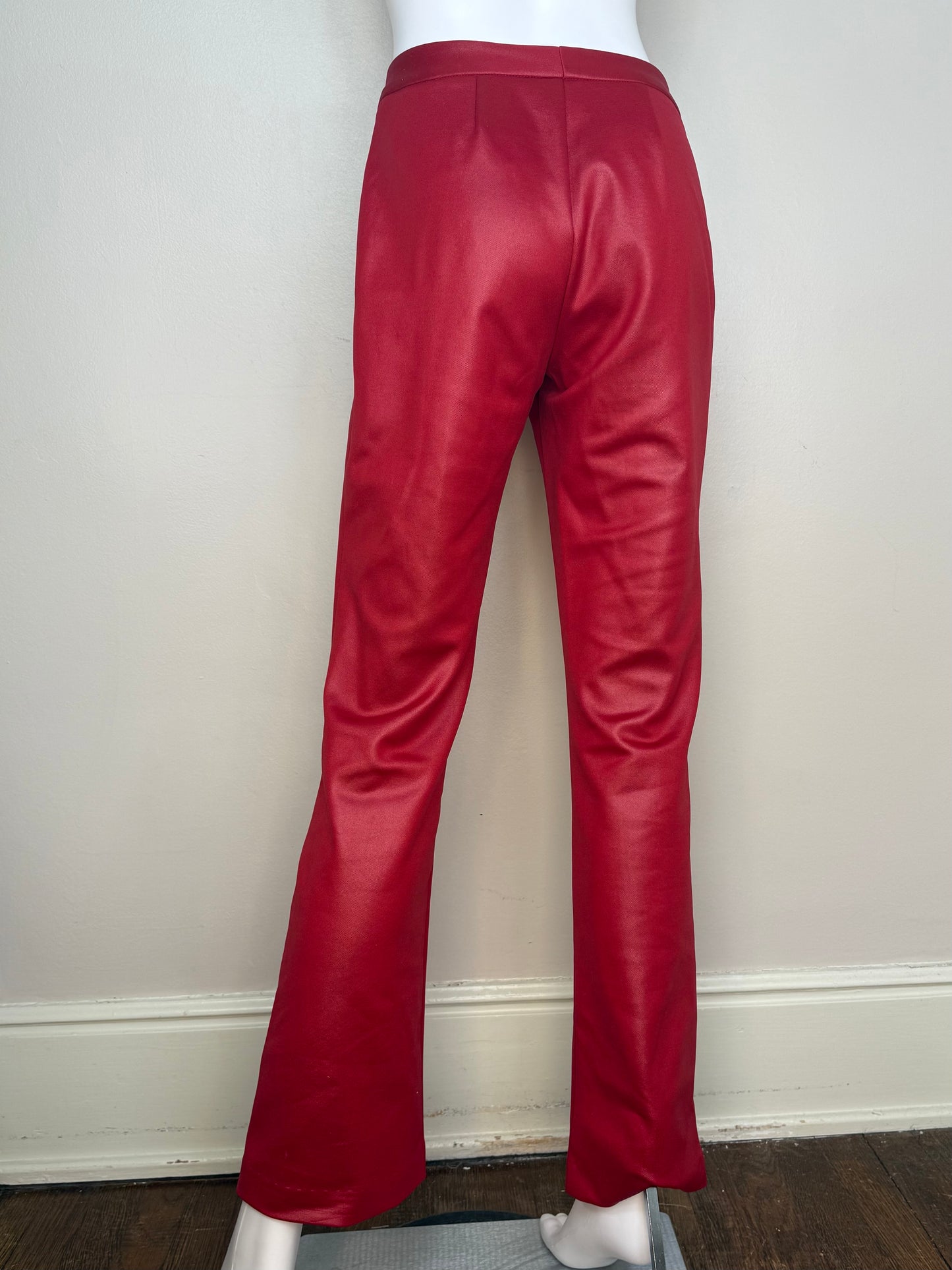 1990s Shiny Red Pants, Flare Leg, Star CCC City Clothing Co Size XS/Small