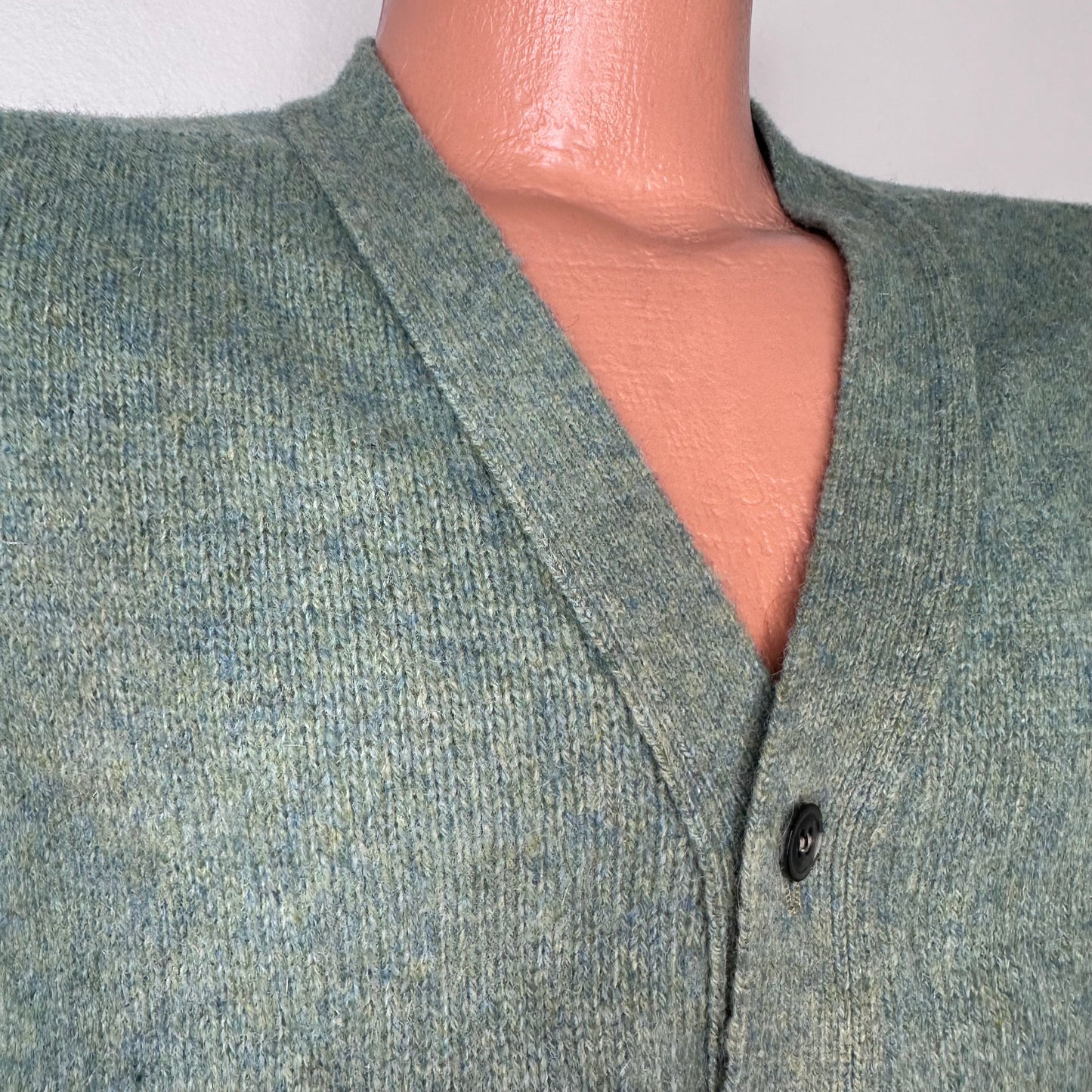 1960s Green Wool Cardigan Sweater, Alps Shetland Size Small, Oak Hall Memphis Cambridge Shop