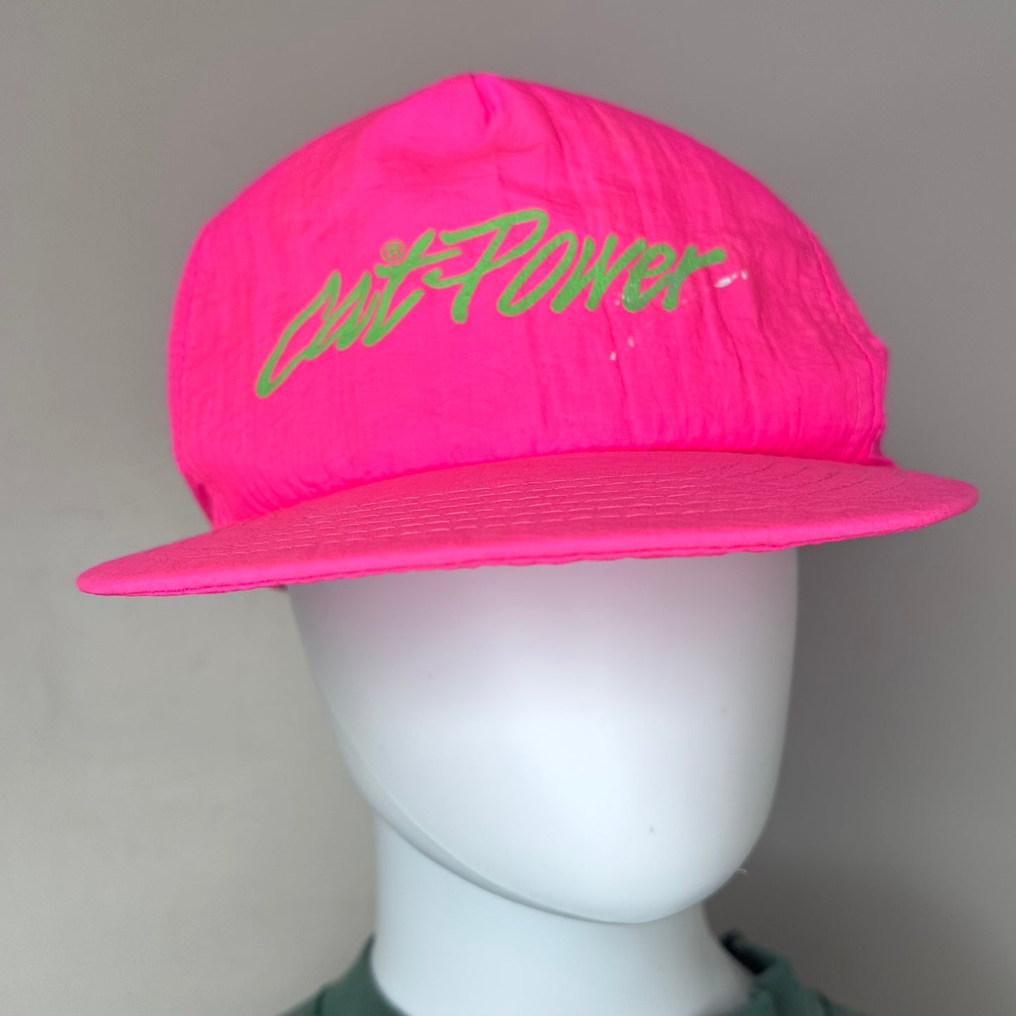 1980s Neon Pink Cat Power Snap Back Hat, The Sportsman, Adjustable One Size Fits All