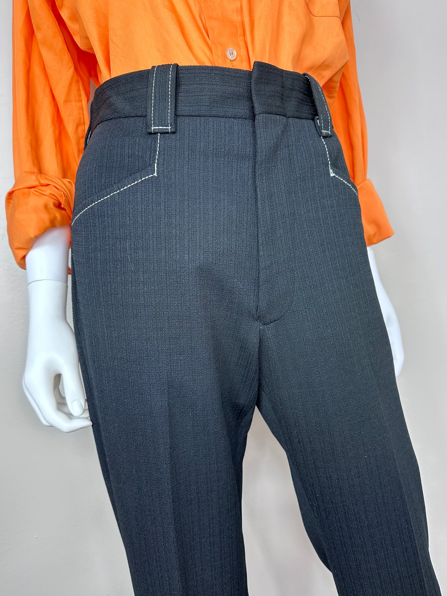 1970s Black Leisure Suit, Kings Road Sears The Men’s Store Size S/M, Jacket and Pants